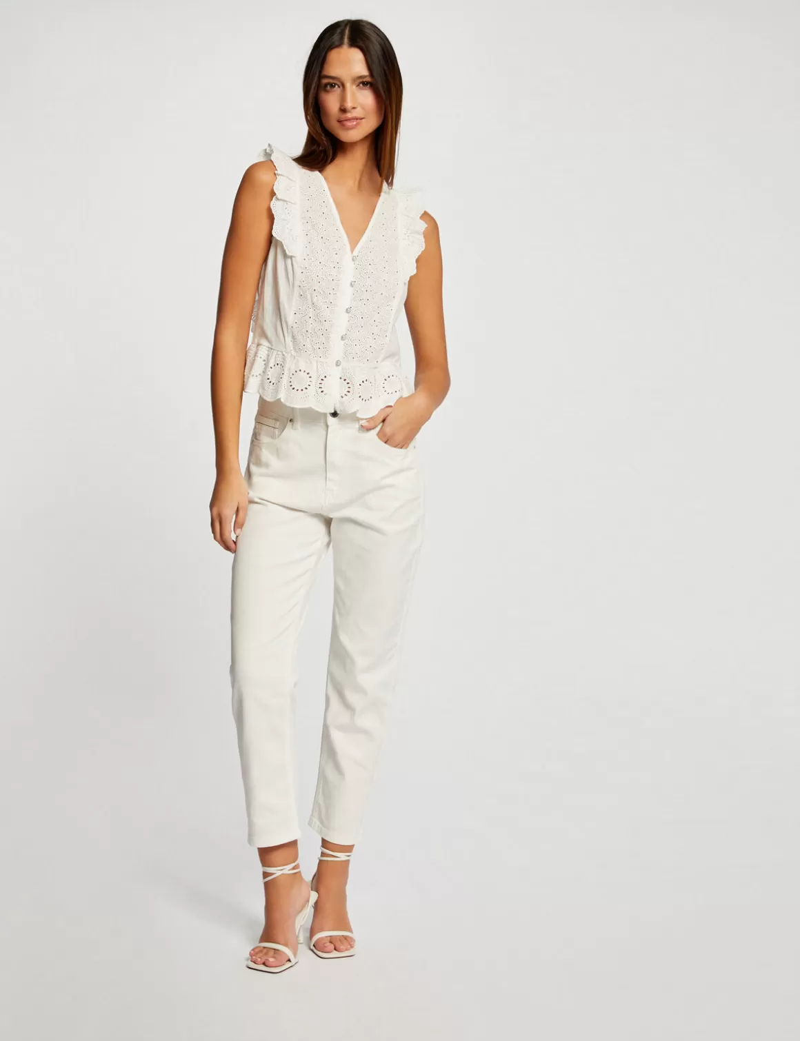 Morgan Pantalons>Pantalon Droit Femme | Blanc