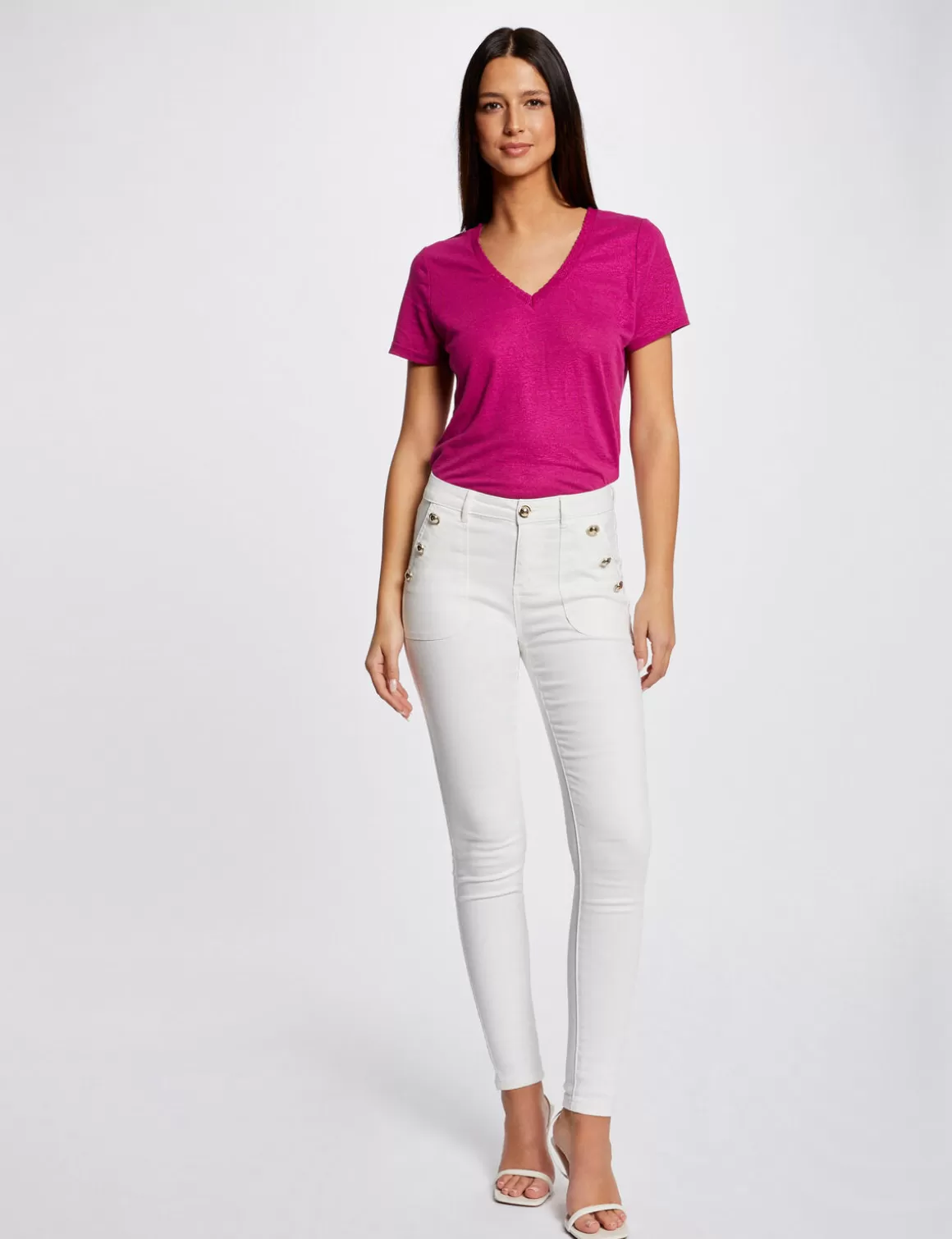 Morgan Pantalons>Pantalon Skinny A Ponts Femme | Ecru