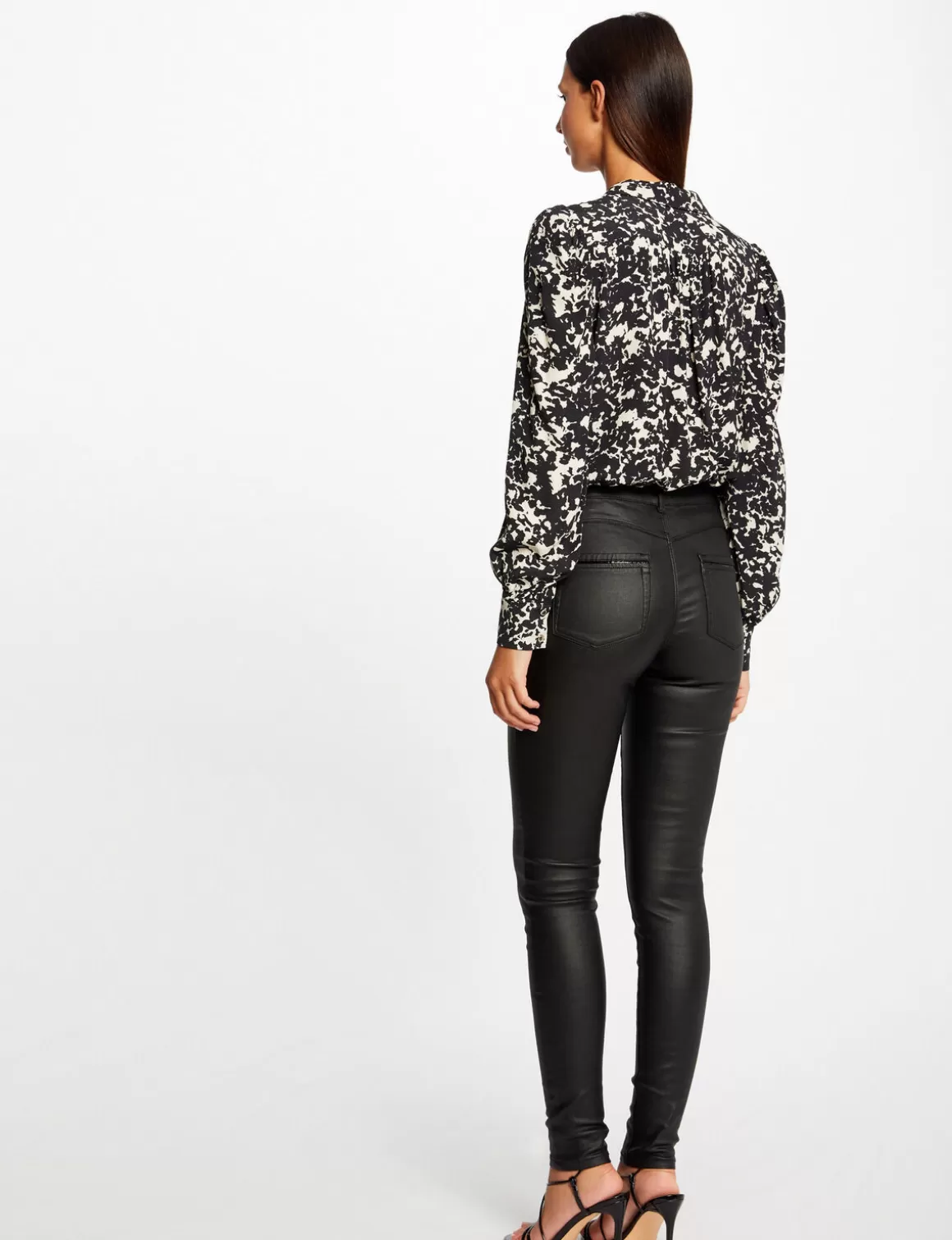 Morgan Pantalons>Pantalon Skinny Enduit A Details Vinyle Femme | Noir