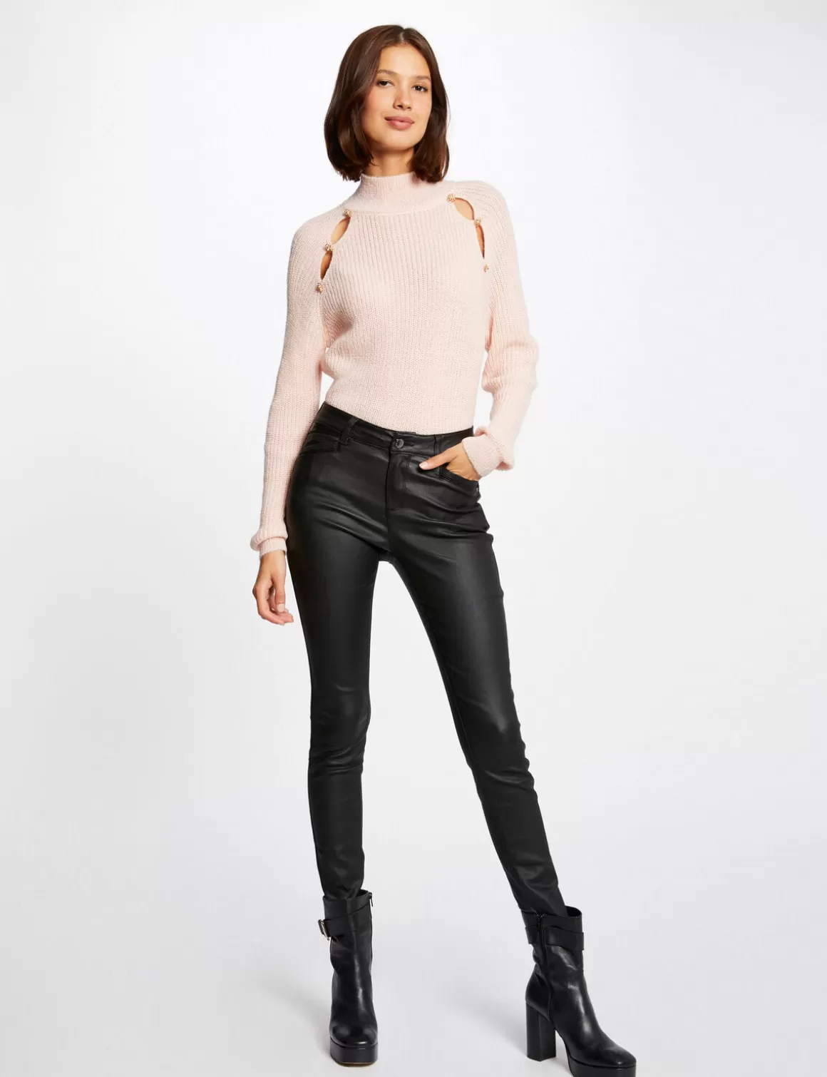 Morgan Pantalons>Pantalon Skinny Enduit Femme | Noir