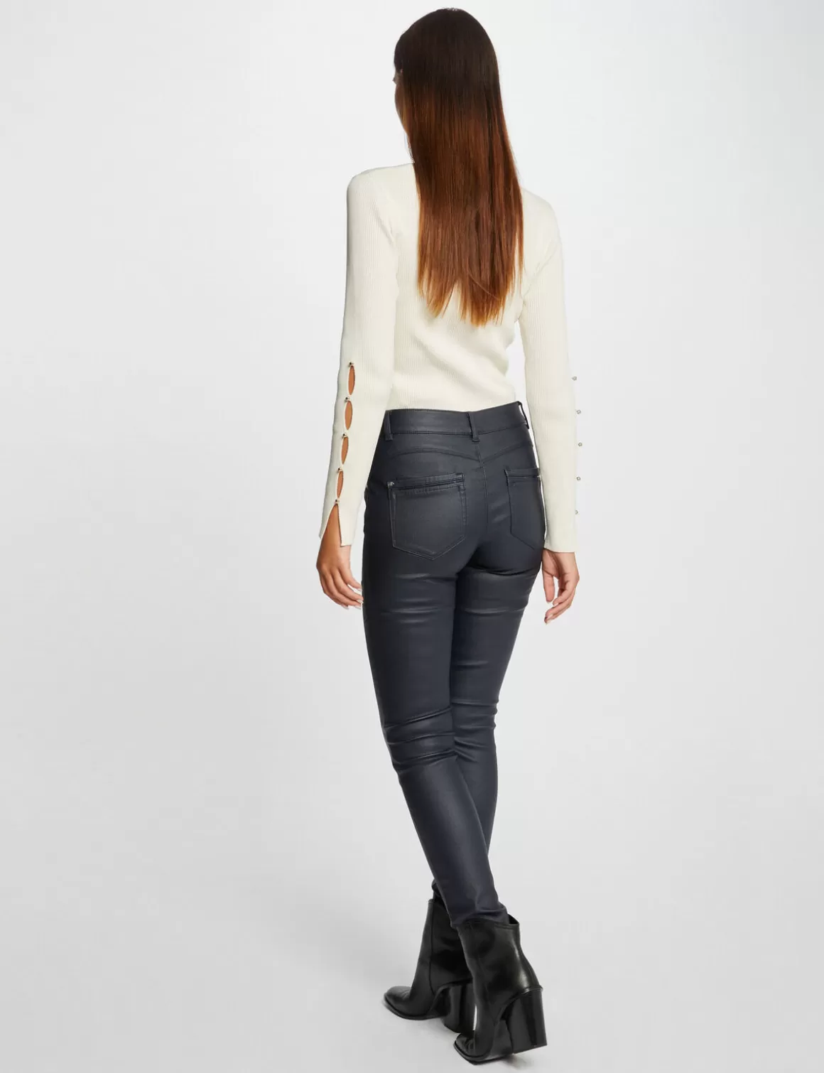 Morgan Pantalons>Pantalon Skinny Enduit Femme | Marine