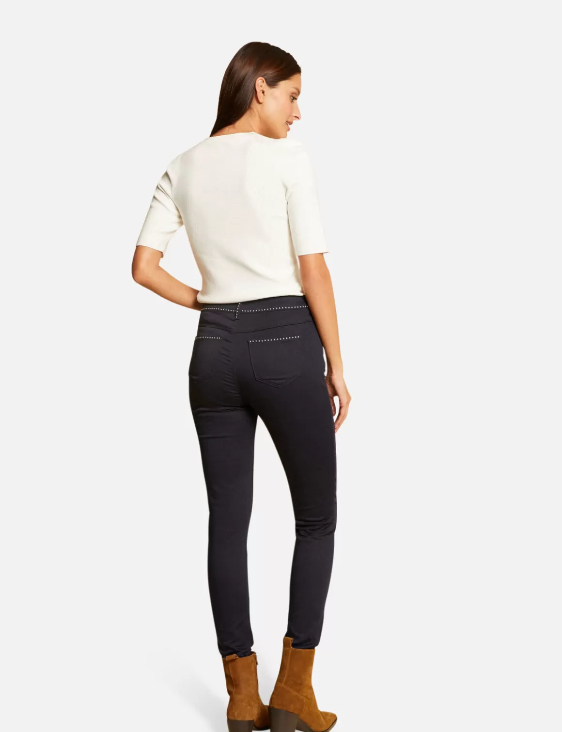 Morgan Pantalons>Pantalon Slim Avec Clous Femme | Marine