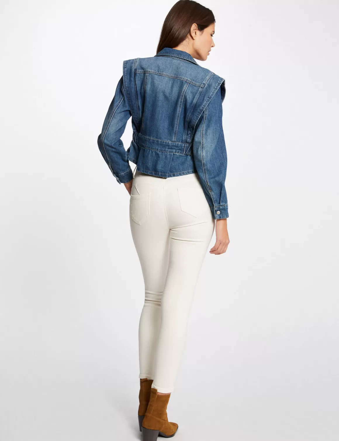 Morgan Jeans>Pantalon Slim Avec Details Bijoux Femme | Ivoire