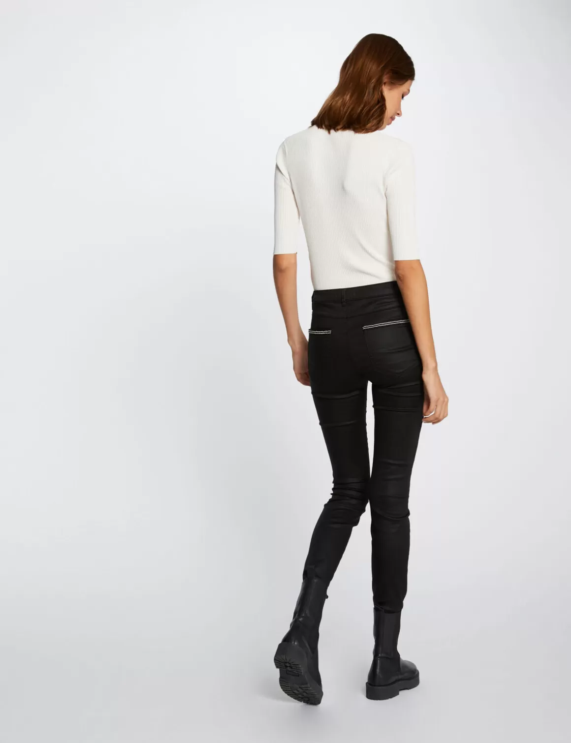 Morgan Pantalons>Pantalon Slim Enduit Femme | Noir