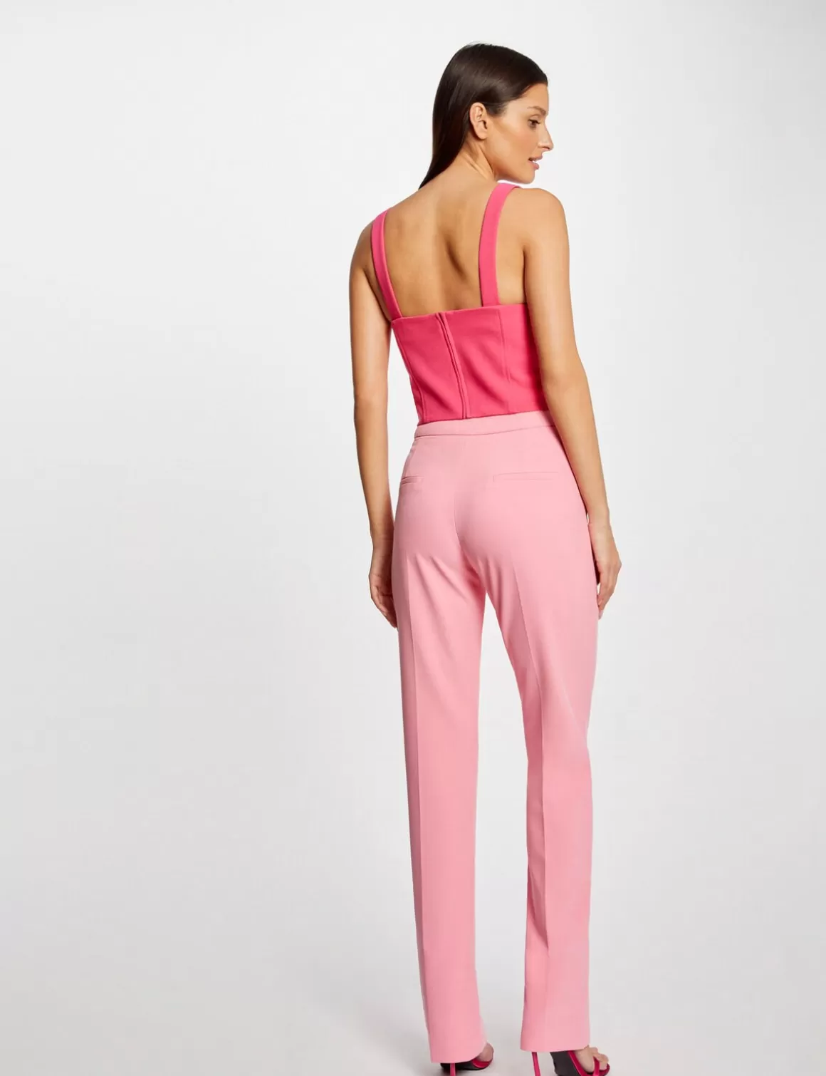 Morgan Ensembles Et Tailleurs>Pantalon Tailleur Ajuste Fendu Rose Clair Femme | Rose_Clair