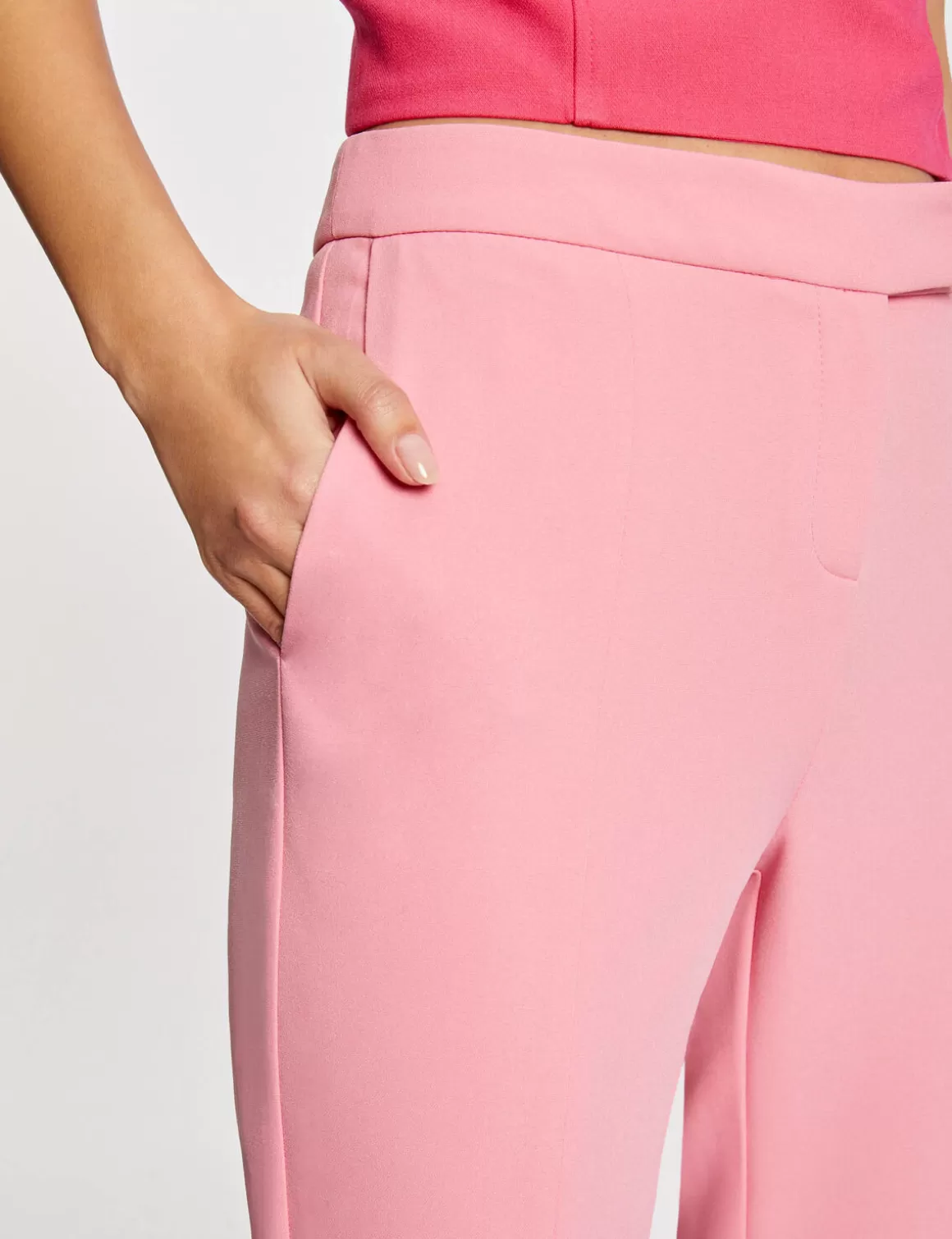 Morgan Ensembles Et Tailleurs>Pantalon Tailleur Ajuste Fendu Rose Clair Femme | Rose_Clair