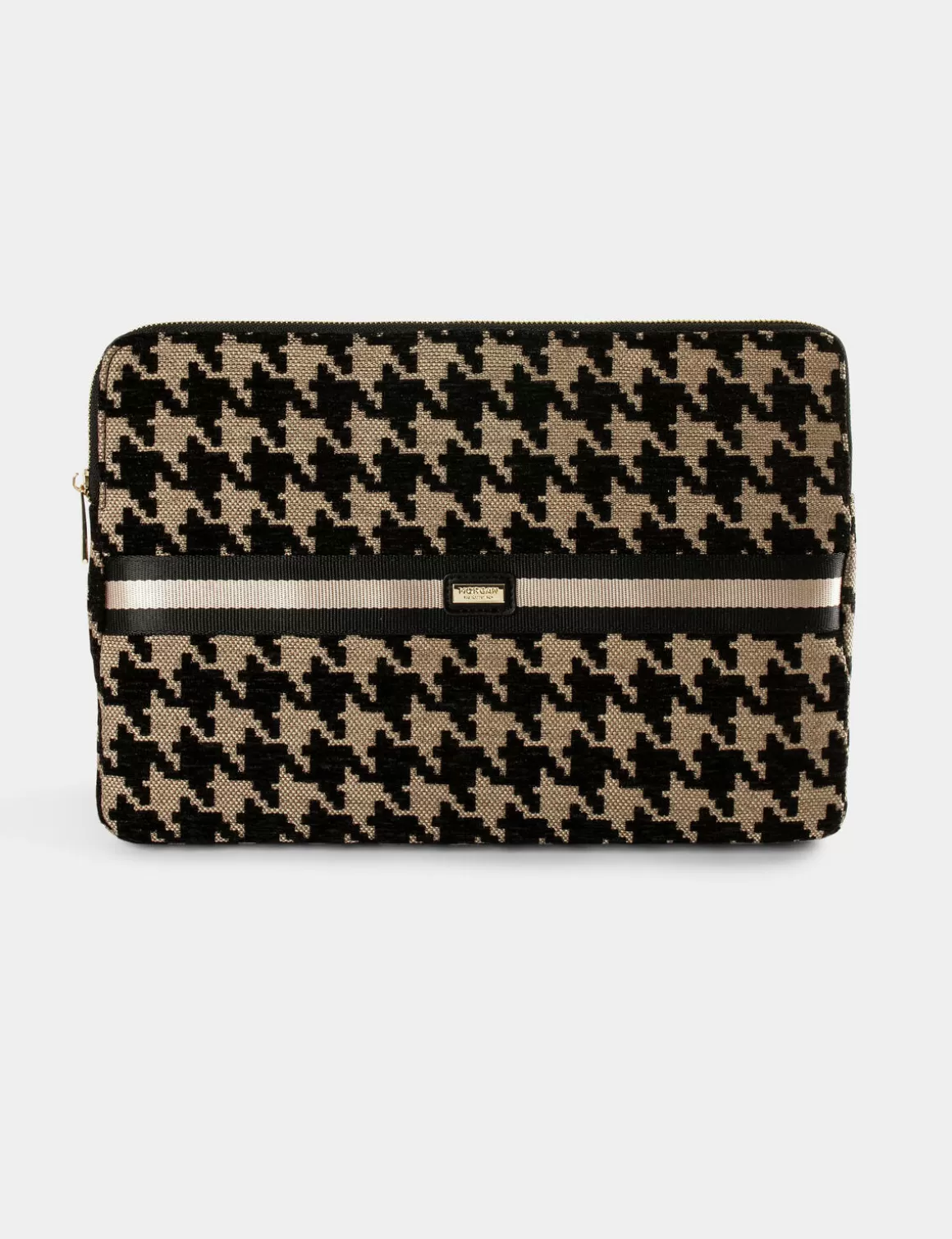 Morgan Maroquinerie>Pochette Ordinateur Imprime Pied De Coq Femme | Marron