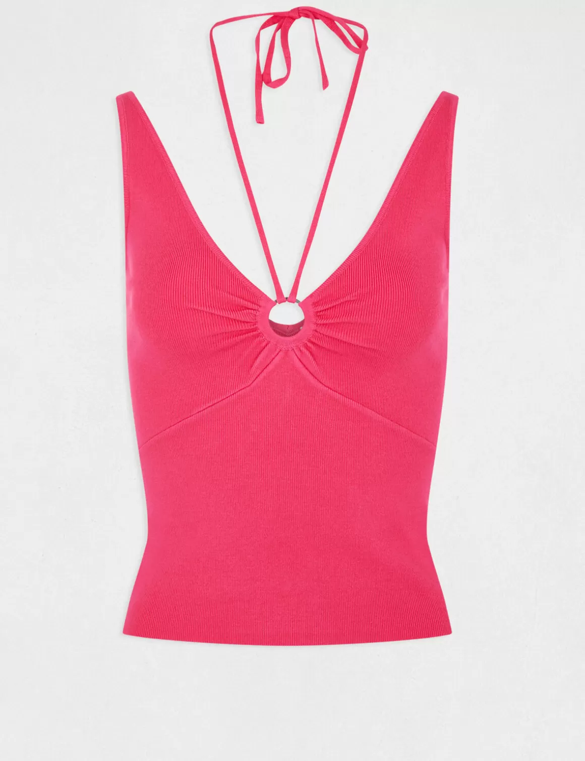 Morgan Tops Et T-Shirts>Pull Debardeur Avec Dos Nu Rose Fonce Femme | Rose_Fonce