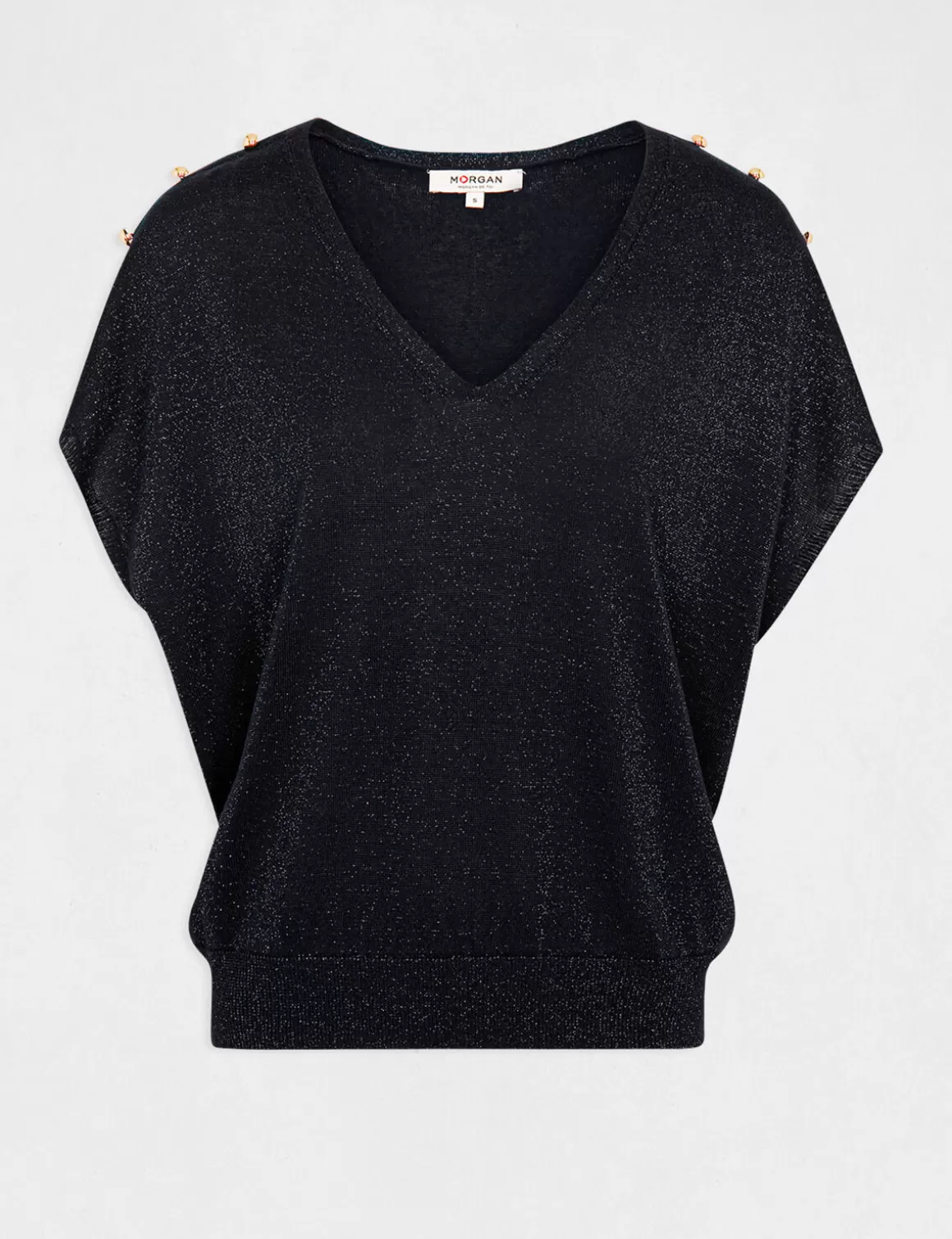 Morgan Pulls>Pull Manches Courtes A Col En V Femme | Marine