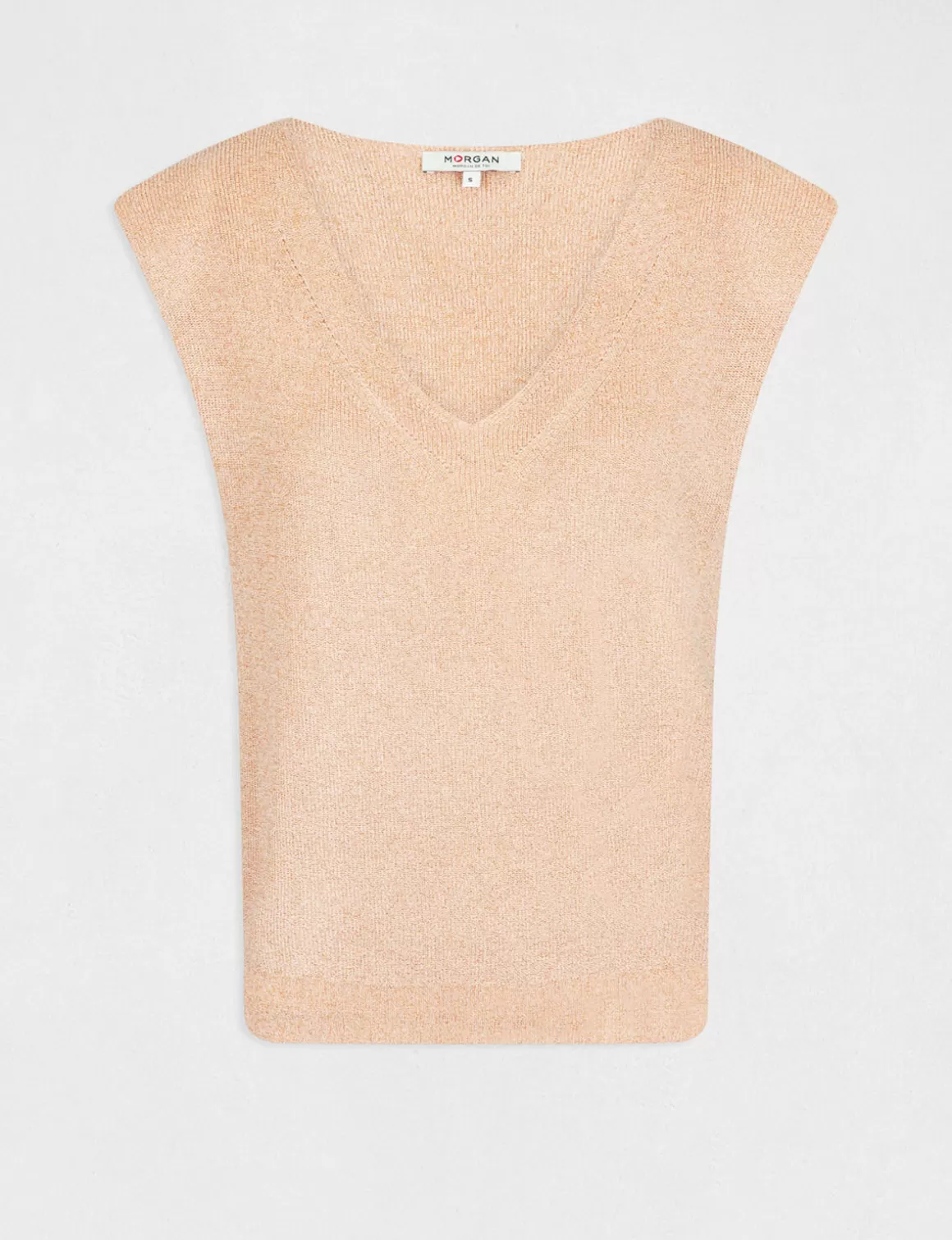Morgan Pulls>Pull Manches Courtes A Epaulettes Vieux Rose Femme | Vieux_Rose