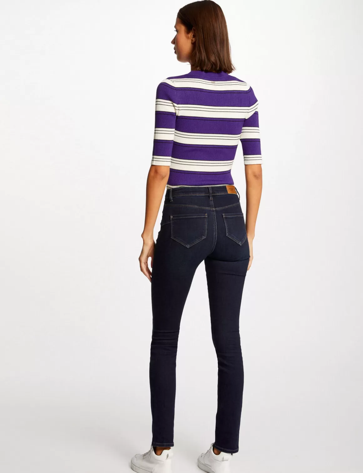 Morgan Pulls>Pull Manches Courtes A Rayures Femme | Violet