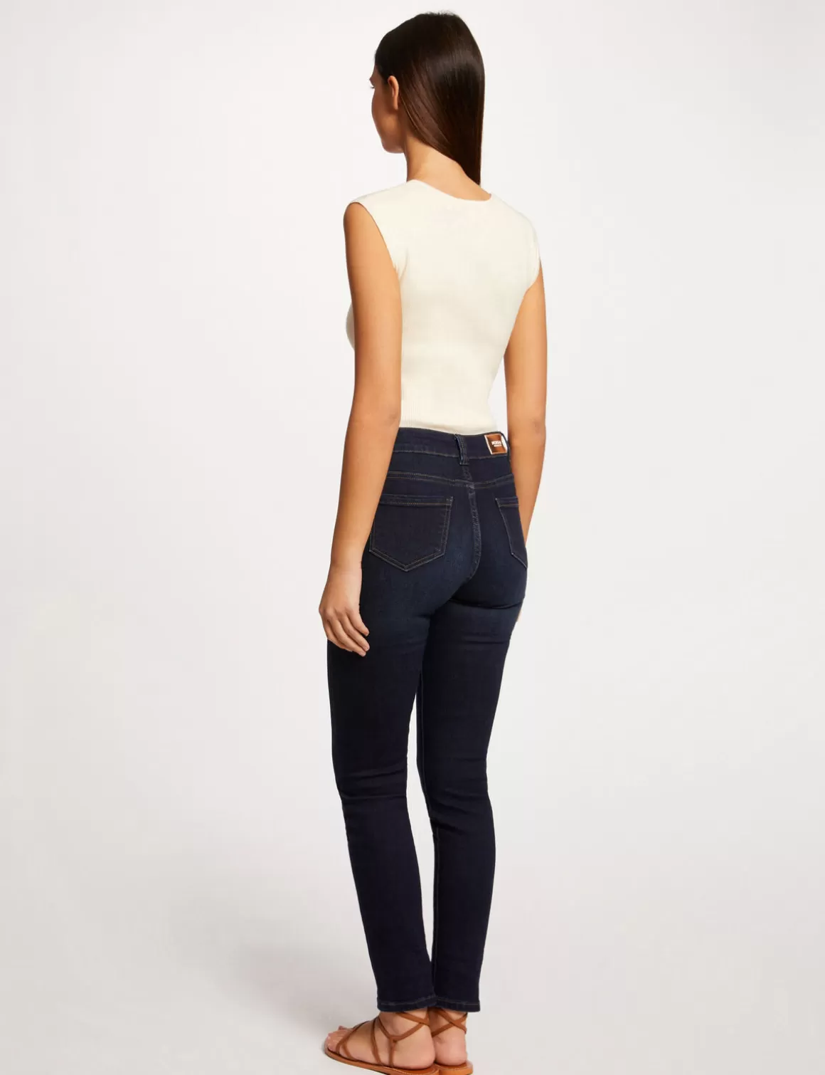 Morgan Tops Et T-Shirts>Pull Manches Courtes Col Detail Bijou Ecru Moyen Femme | Ecru_Moyen