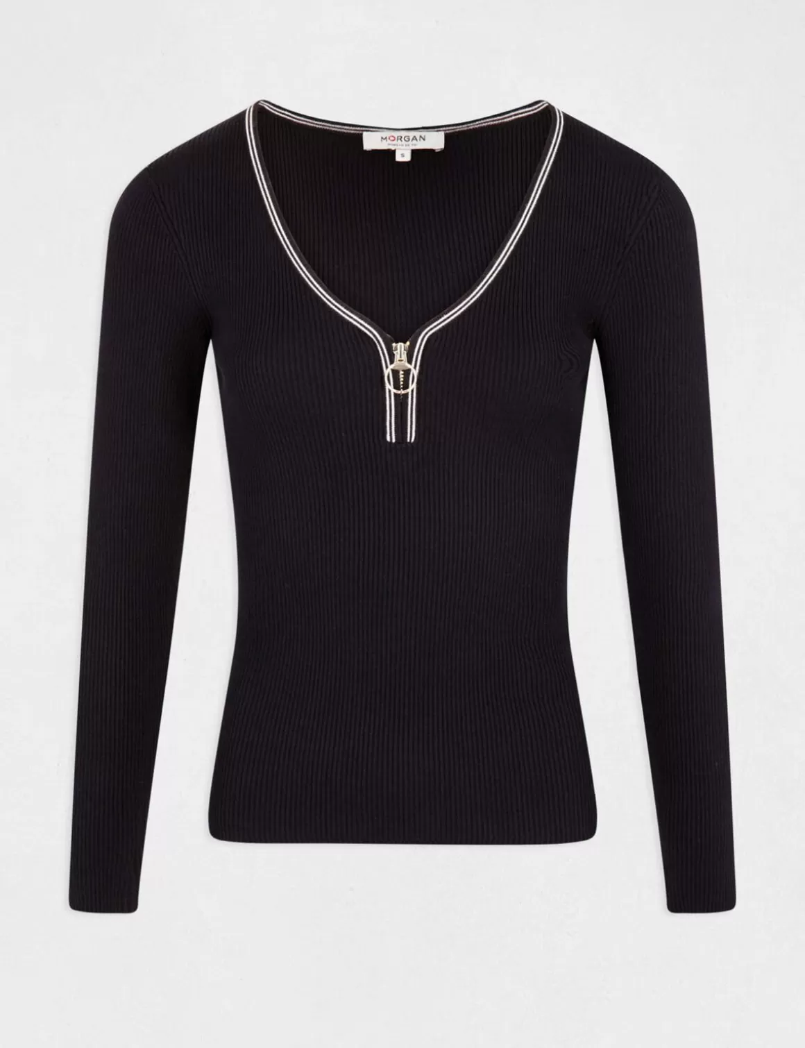 Morgan Pulls>Pull Manches Longues A Col En V Femme | Marine