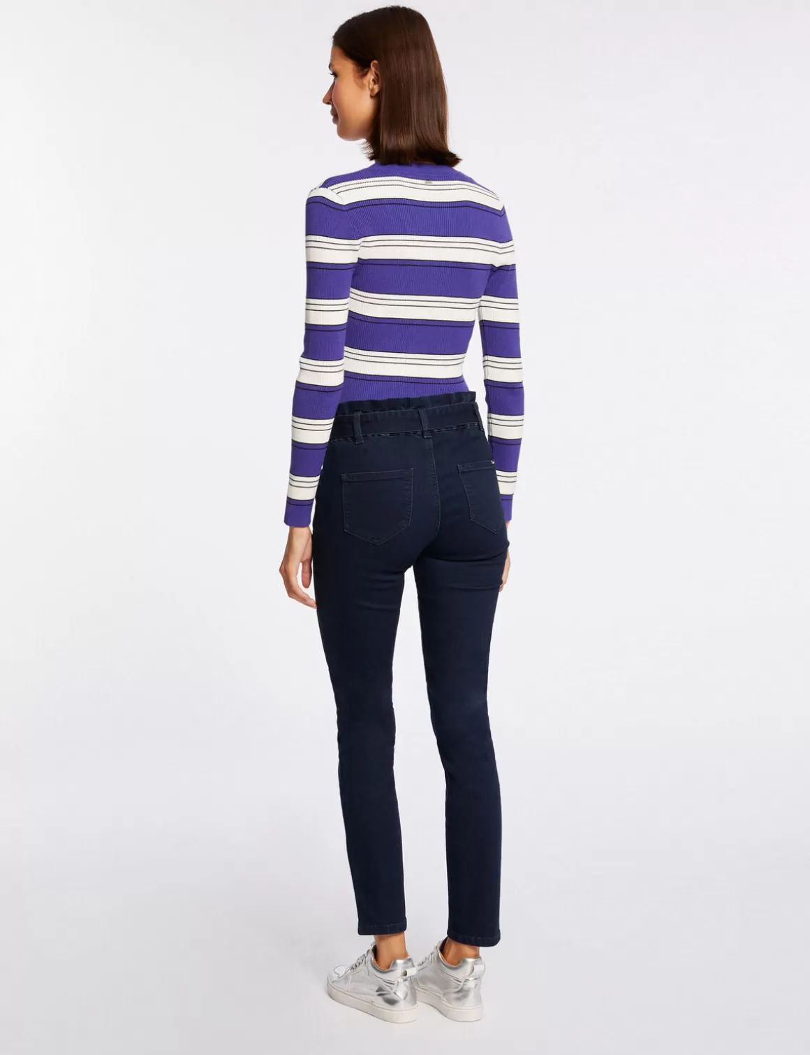 Morgan Pulls>Pull Manches Longues A Rayures Femme | Violet