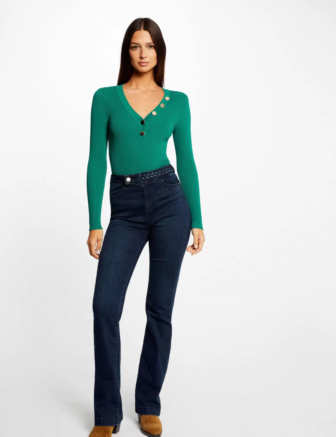 Morgan Pulls>Pull Manches Longues Boutons Femme | Vert