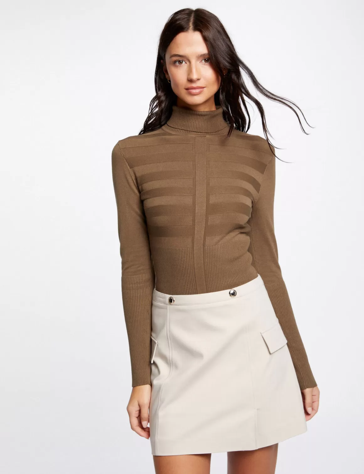 Morgan Pulls>Pull Manches Longues Col Roule Vert Fonce Femme | Vert_Fonce