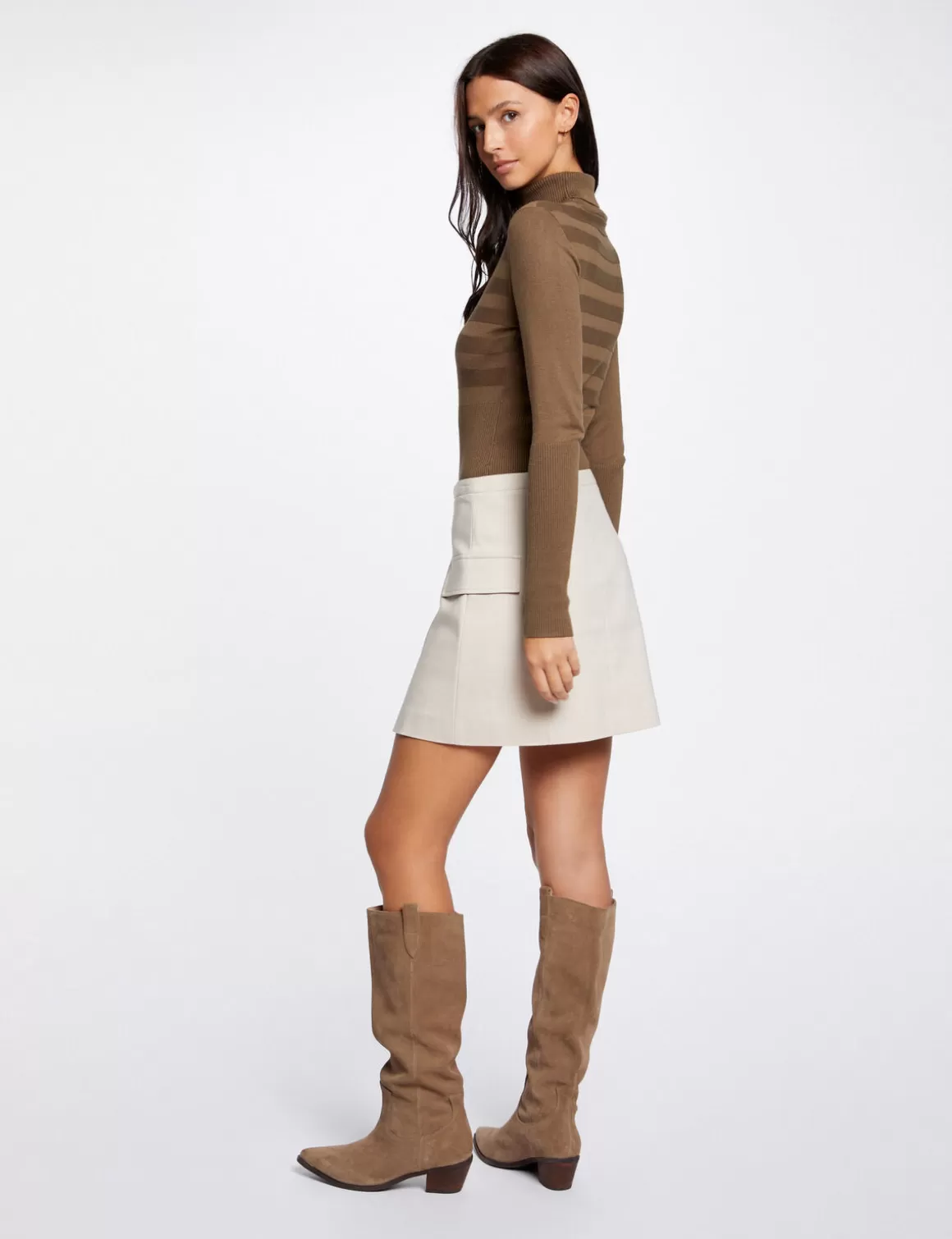 Morgan Pulls>Pull Manches Longues Col Roule Vert Fonce Femme | Vert_Fonce