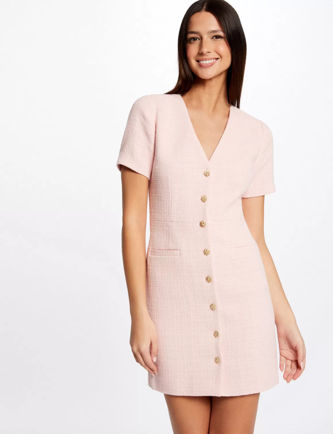 Morgan Robes>Robe Ajustee Boutonnee Femme | Rose