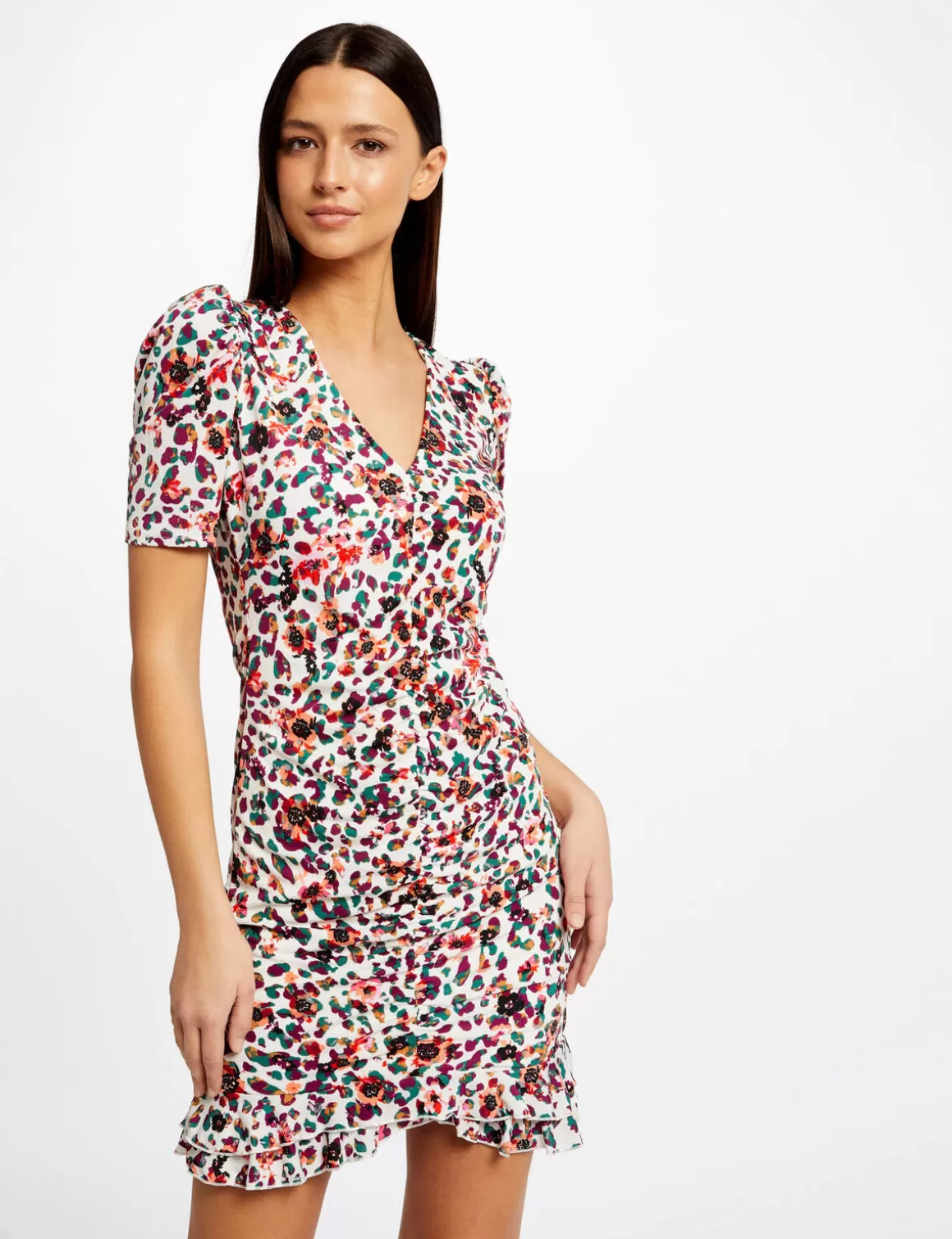 Morgan Robes>Robe Ajustee Froncee Imprime Floral Femme | Multico