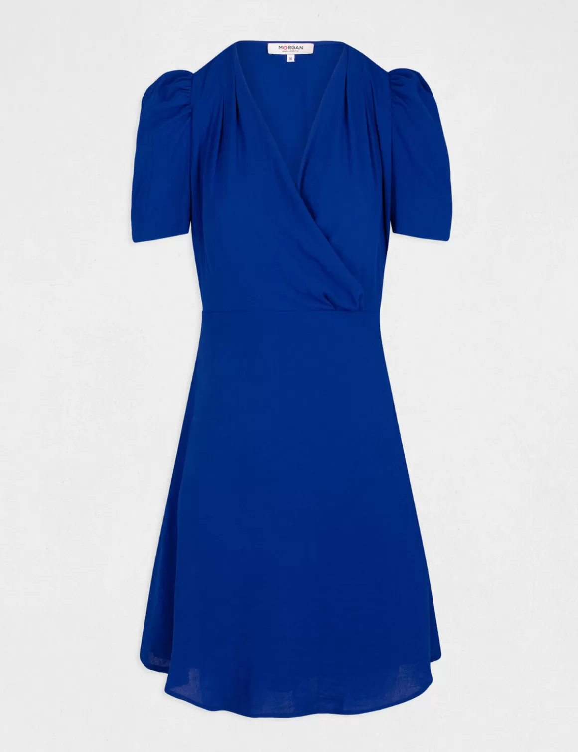 Morgan Robes>Robe Evasee Avec Col Cache-Coeur Bleu Electrique Femme | Bleu_Electrique