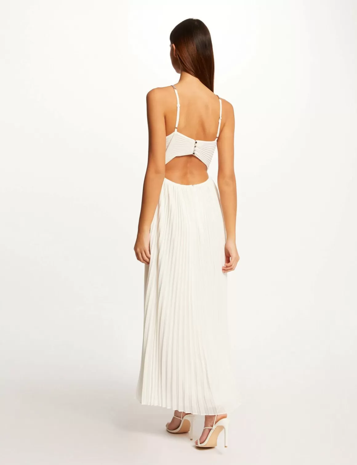 Morgan Robes>Robe Longue Evasee Plissee A Dos Nu Femme | Ecru