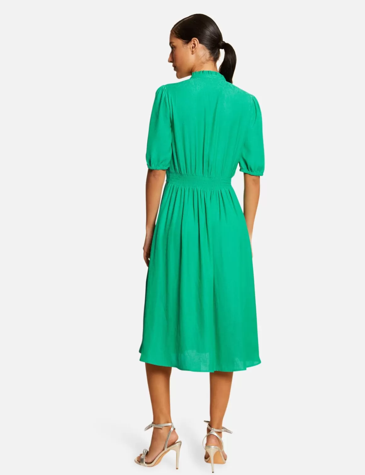 Morgan Robes>Robe Midi Evasee Imprime Cachemire Vert Moyen Femme | Vert_Moyen
