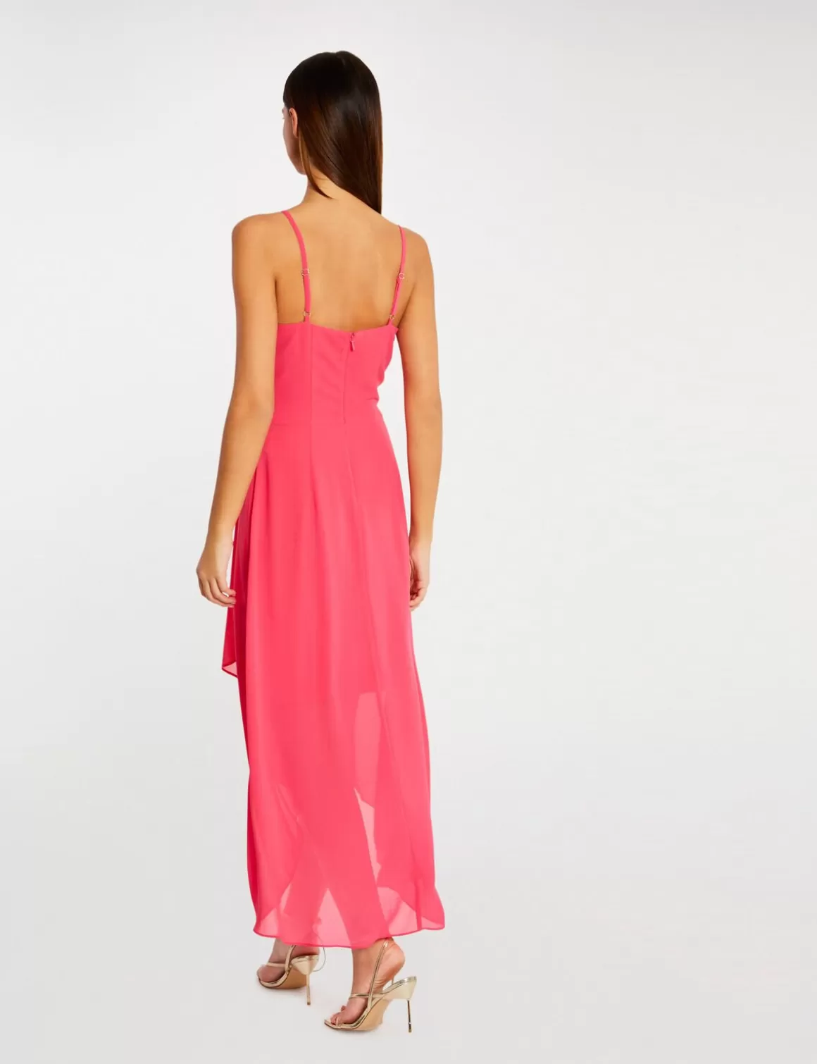 Morgan Robes>Robe Mi-Longue A Fines Bretelles Rose Moyen Femme | Rose_Moyen