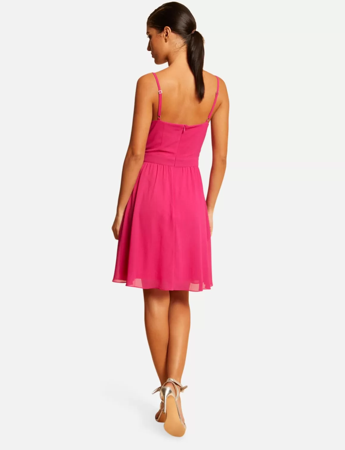 Morgan Robes>Robe Patineuse Avec Col Cache-Coeur Rose Fonce Femme | Rose_Fonce