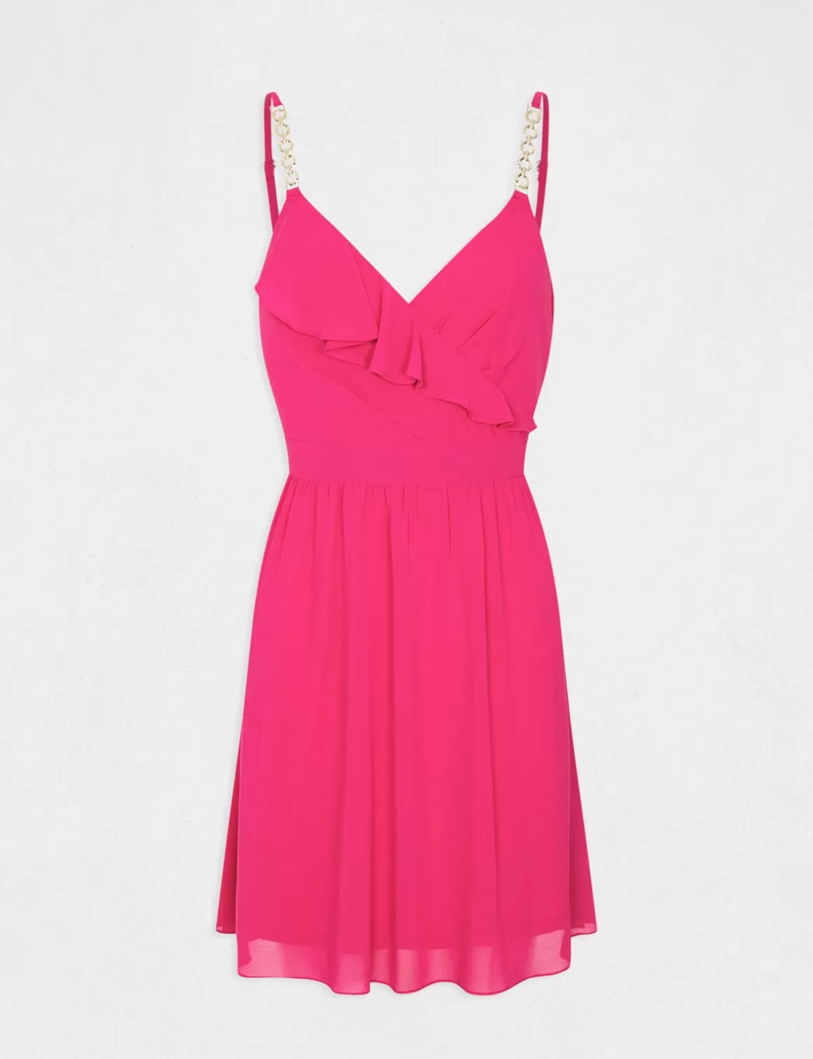 Morgan Robes>Robe Patineuse Avec Col Cache-Coeur Rose Fonce Femme | Rose_Fonce