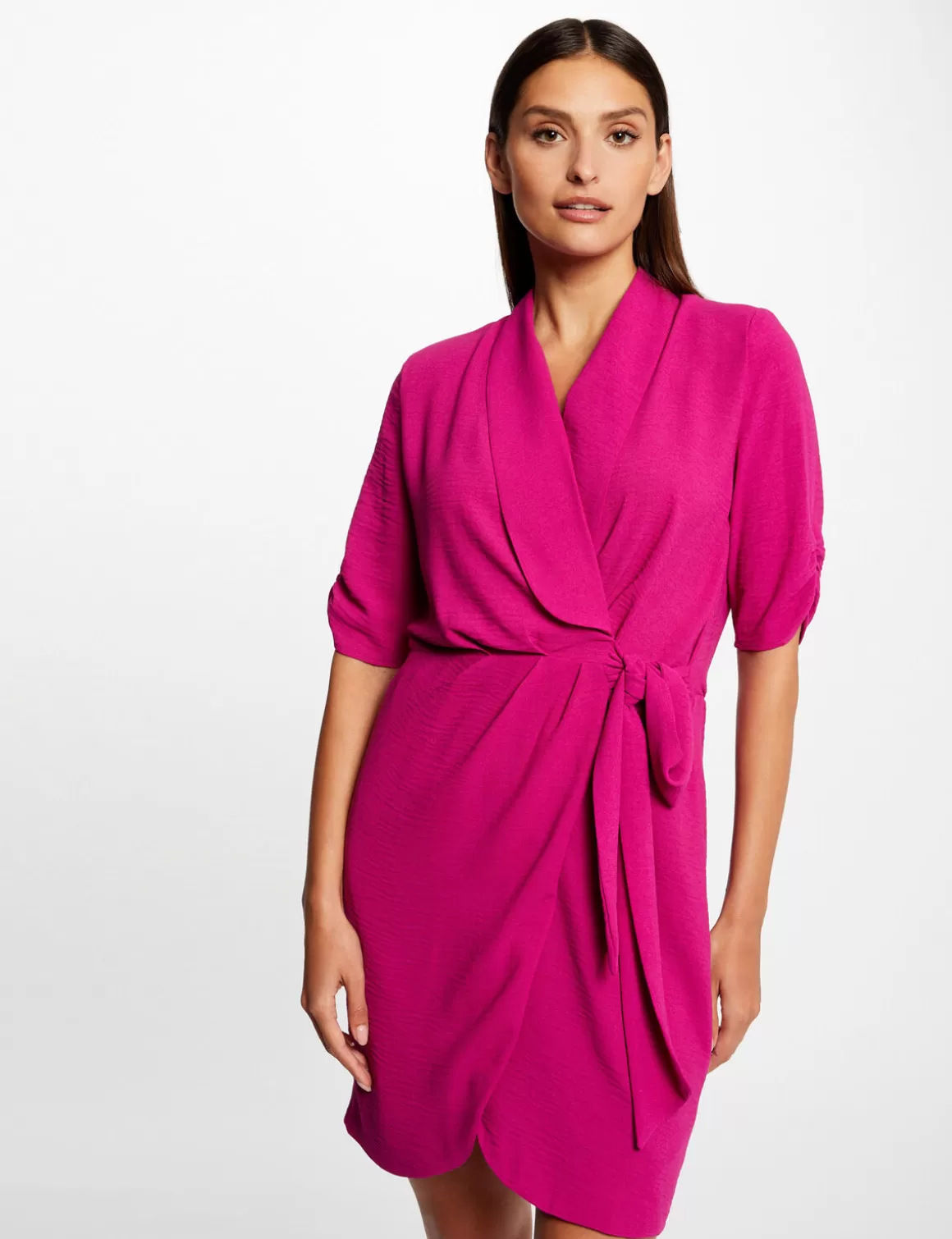 Morgan Robes>Robe Portefeuille Manches 3/4 Femme | Framboise