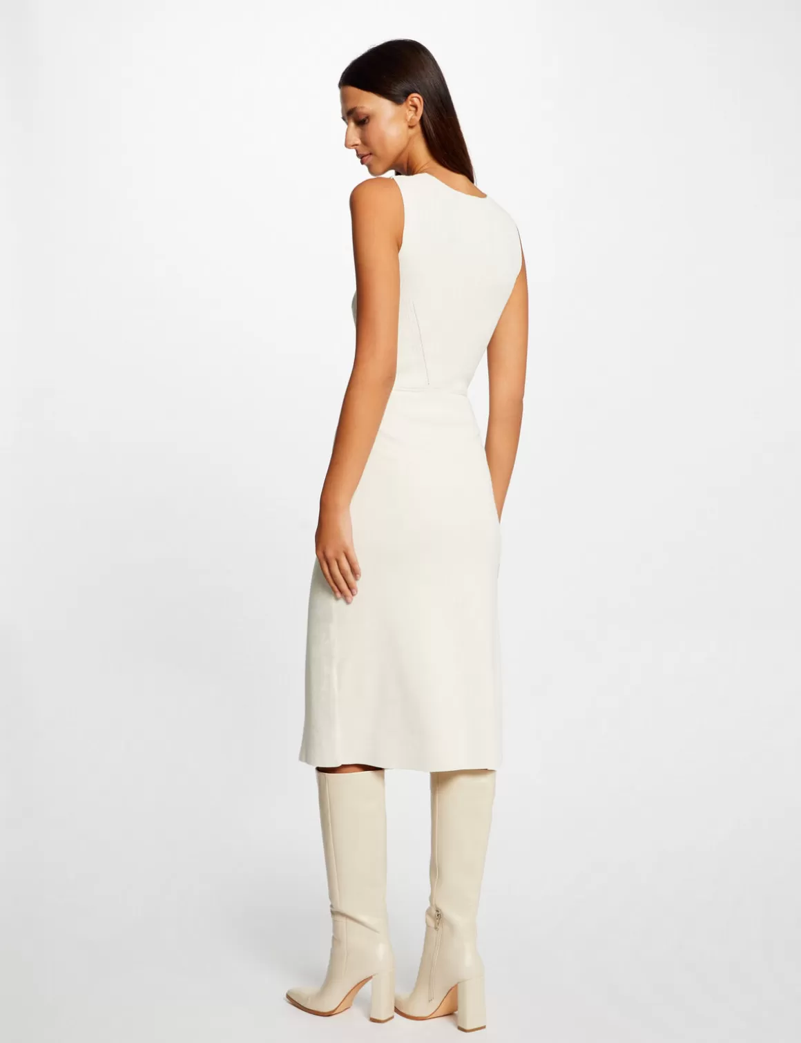 Morgan Robes>Robe Pull Midi Ajustee Col En V Femme | Ivoire