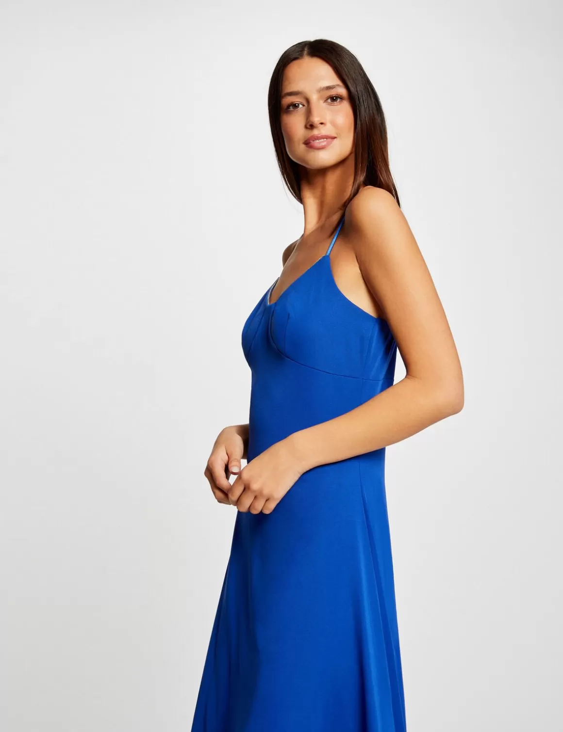 Morgan Robes>Robe Trapeze Fluide A Bretelles Bleu Electrique Femme | Bleu_Electrique