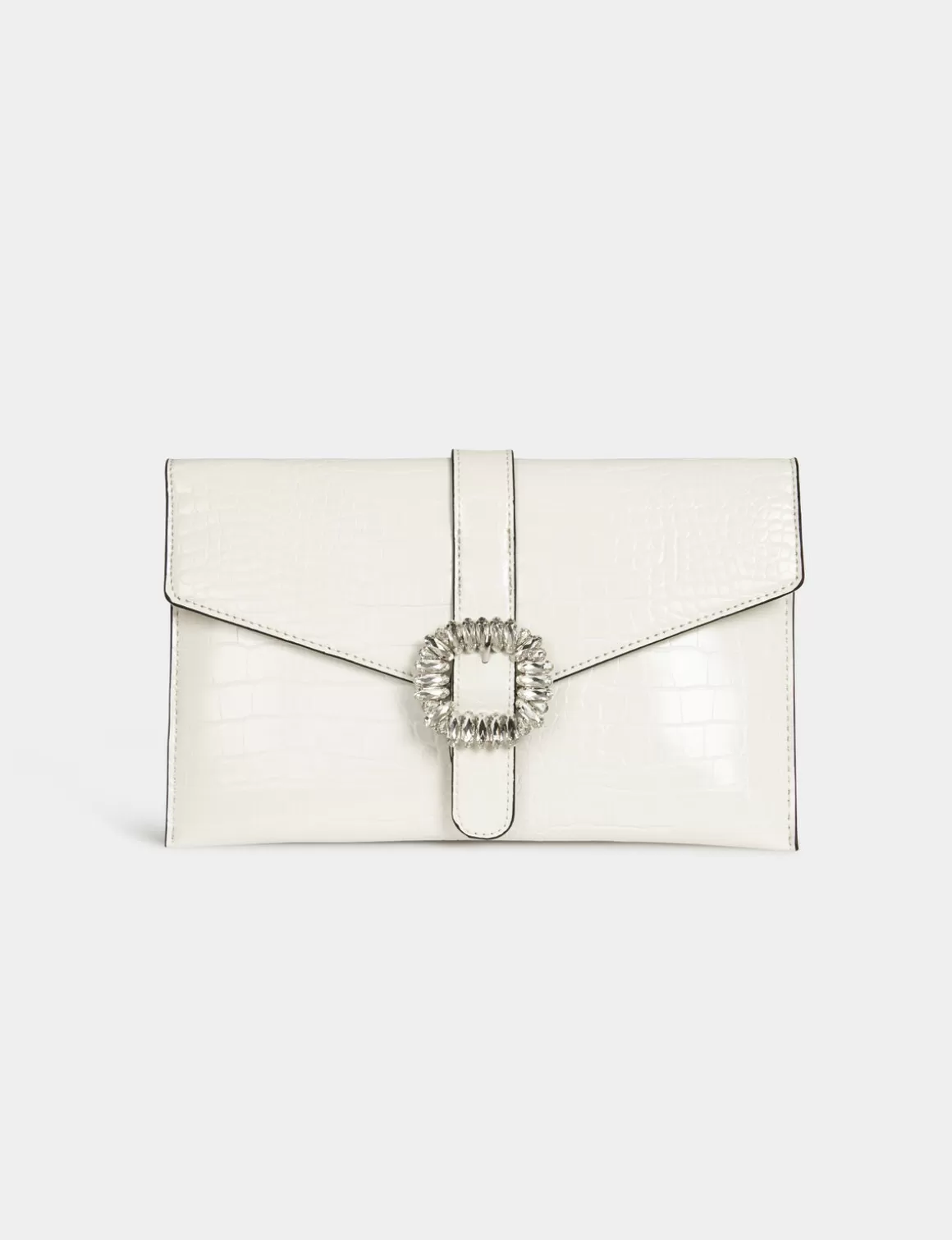 Morgan Maroquinerie>Sac Pochette Avec Boucle A Strass Femme | Blanc