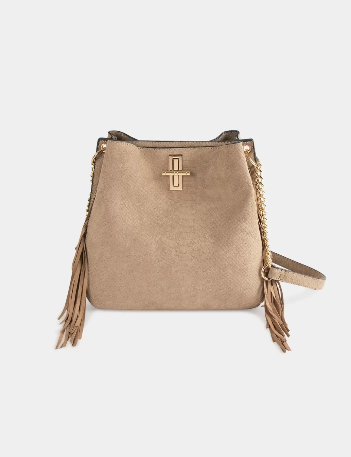 Morgan Maroquinerie>Sac Seau A Franges Aspect Python Femme | Beige