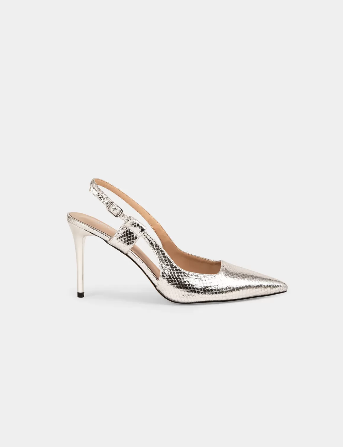 Morgan Chaussures>Sandales Slingback Aspect Metallise Femme | Argente