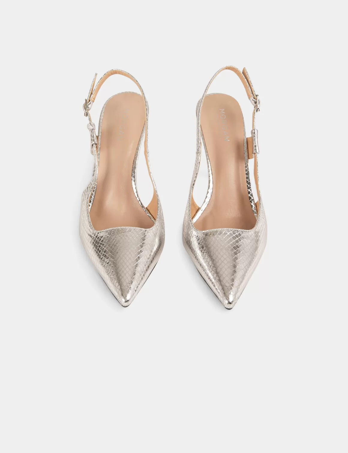 Morgan Chaussures>Sandales Slingback Aspect Metallise Femme | Argente