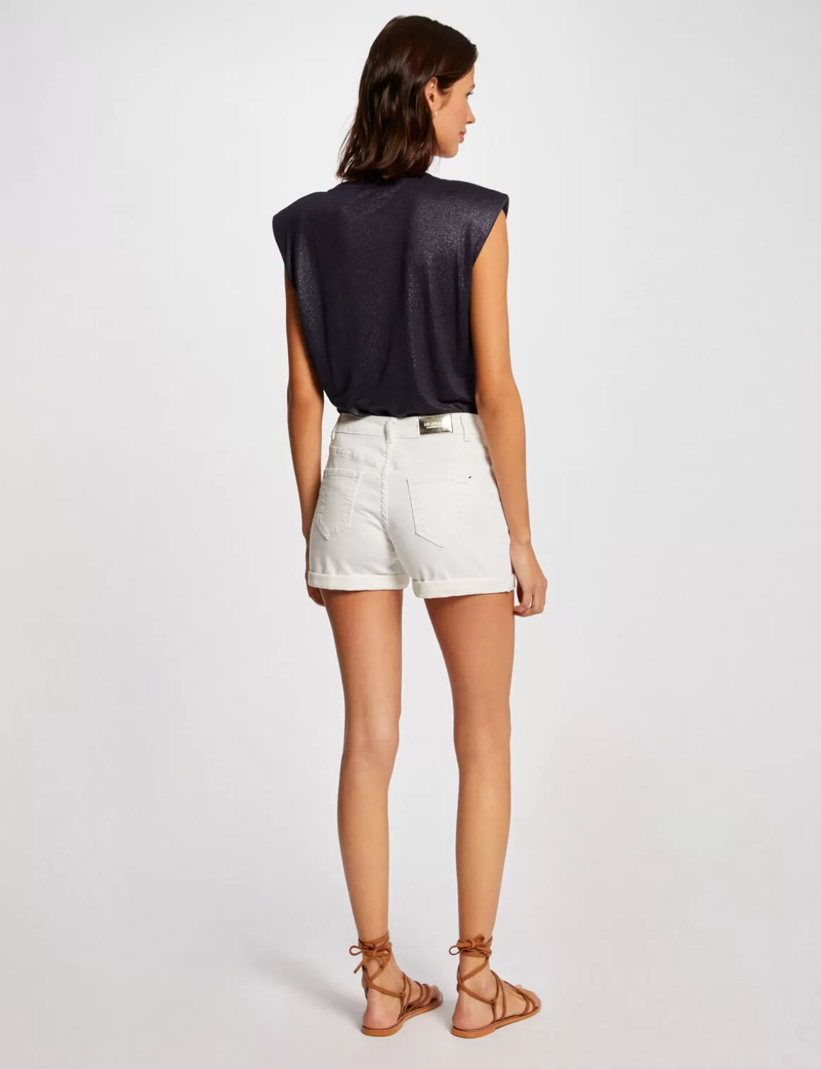 Morgan Shorts>Short Ajuste A Pont En Jean Femme | Ecru