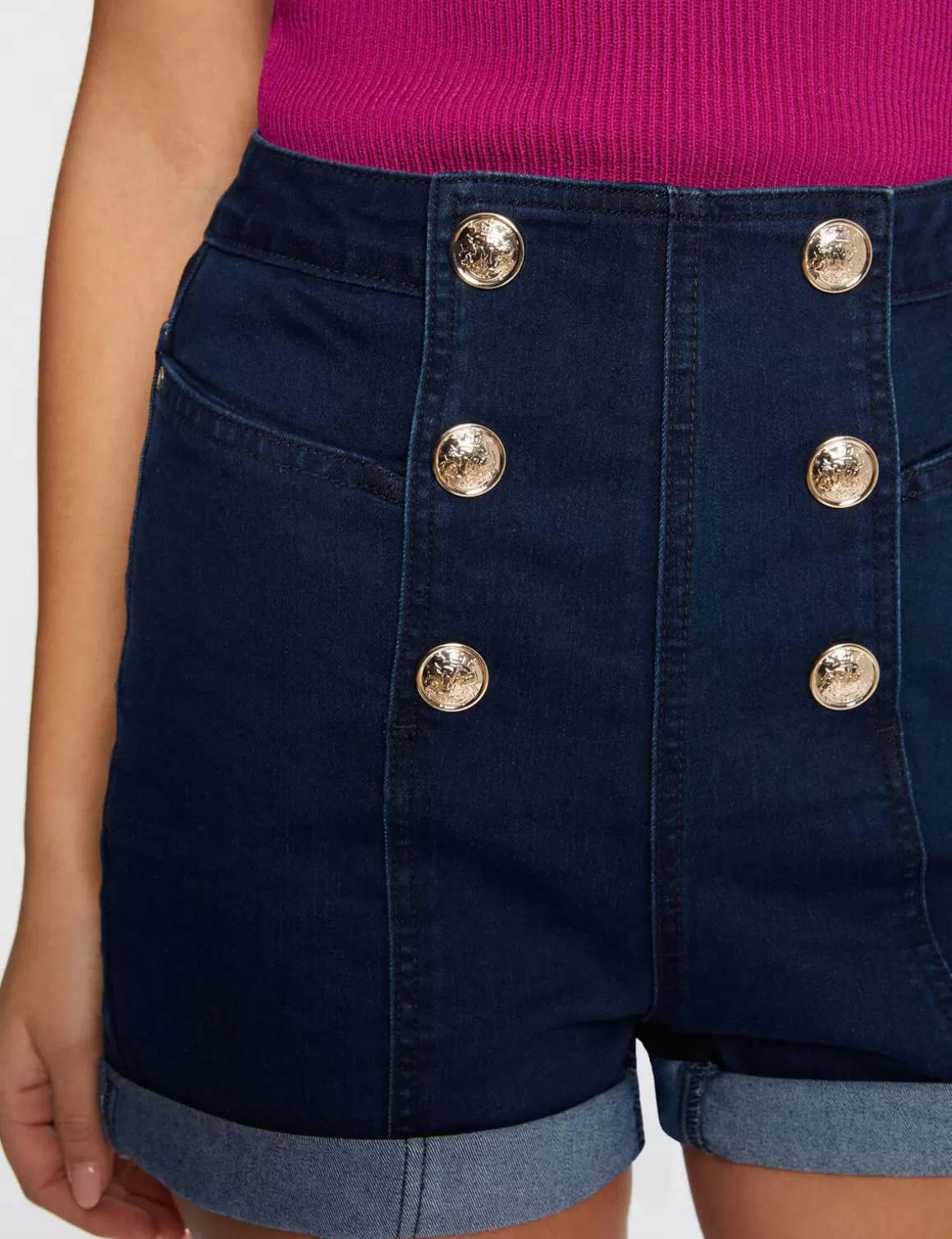 Morgan Shorts>Short Ajuste A Ponts En Jean Jean Brut Femme | Jean_Brut