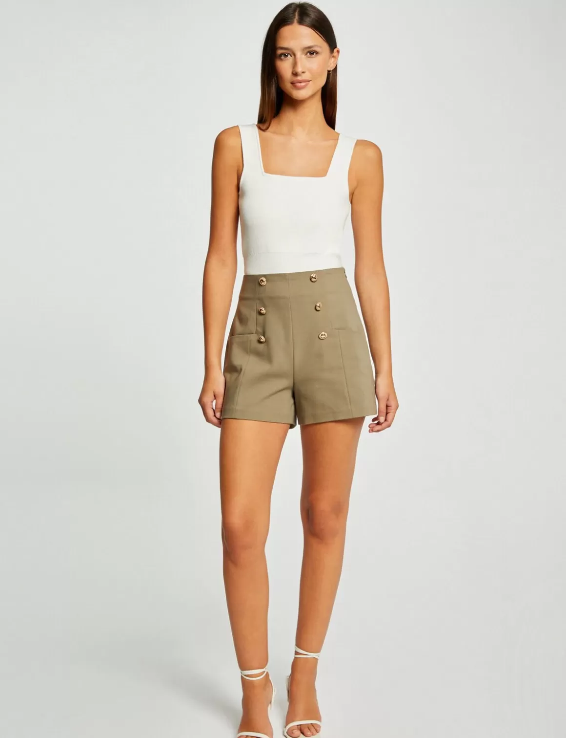 Morgan Shorts>Short City Droit A Ponts Vert Moyen Femme | Vert_Moyen