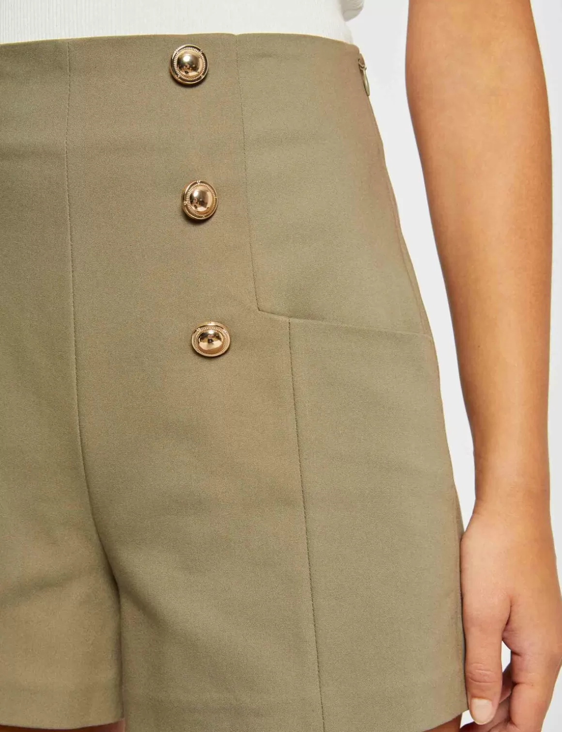 Morgan Shorts>Short City Droit A Ponts Vert Moyen Femme | Vert_Moyen