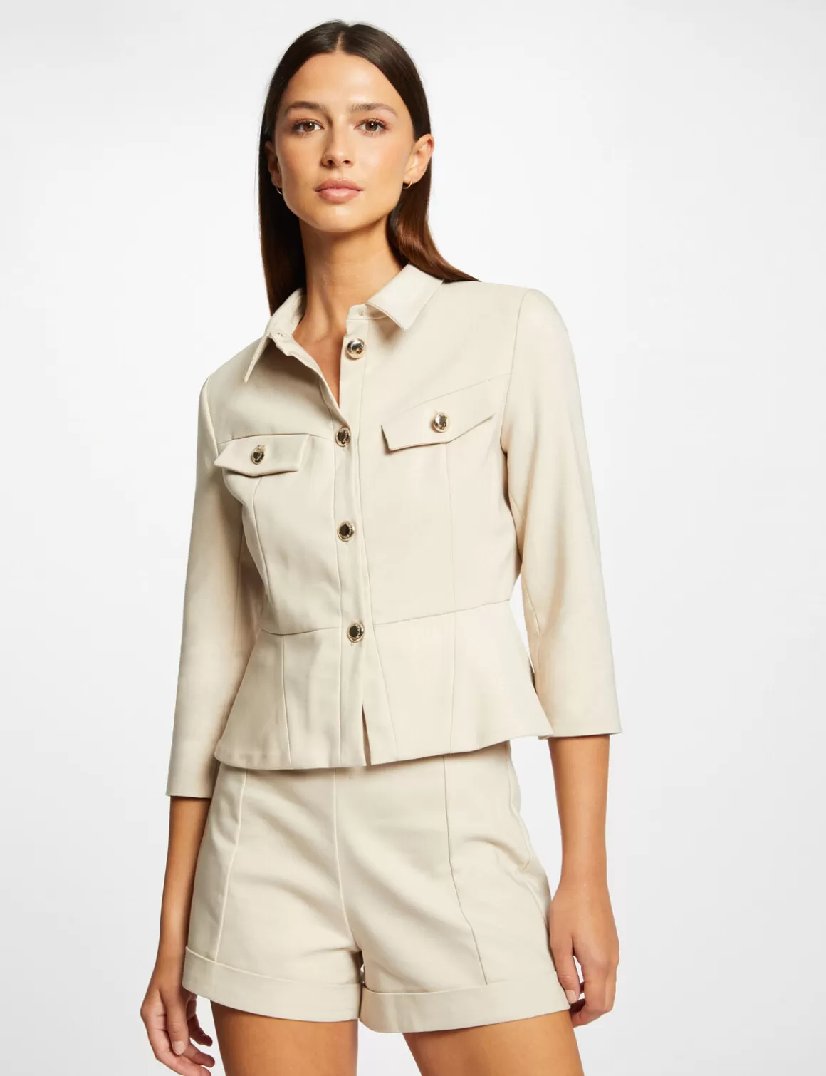 Morgan Ensembles Et Tailleurs>Short City Droit Taille Haute Femme | Beige