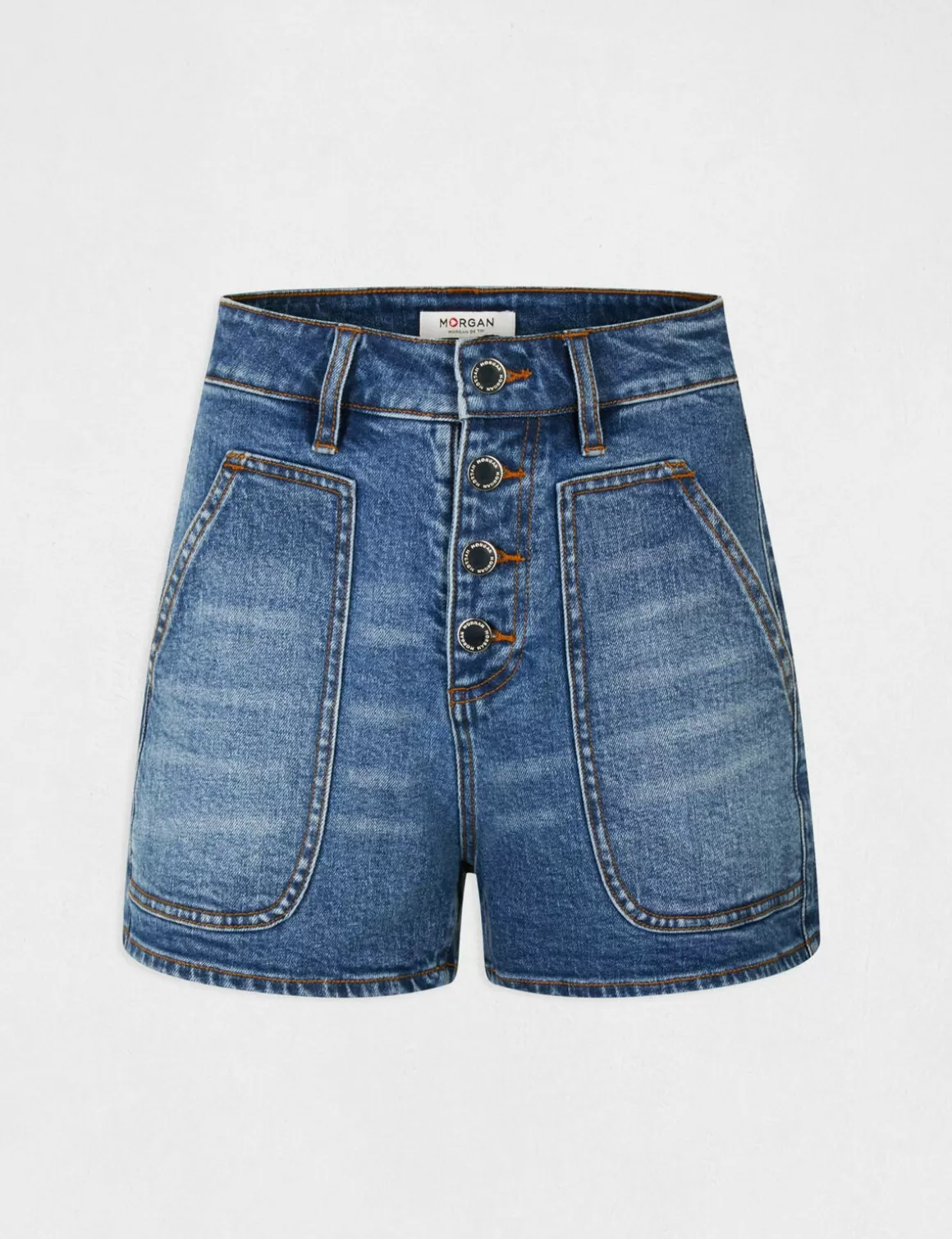 Morgan Shorts>Short Mom Taille Haute En Jean Jean Stone Femme | Jean_Stone