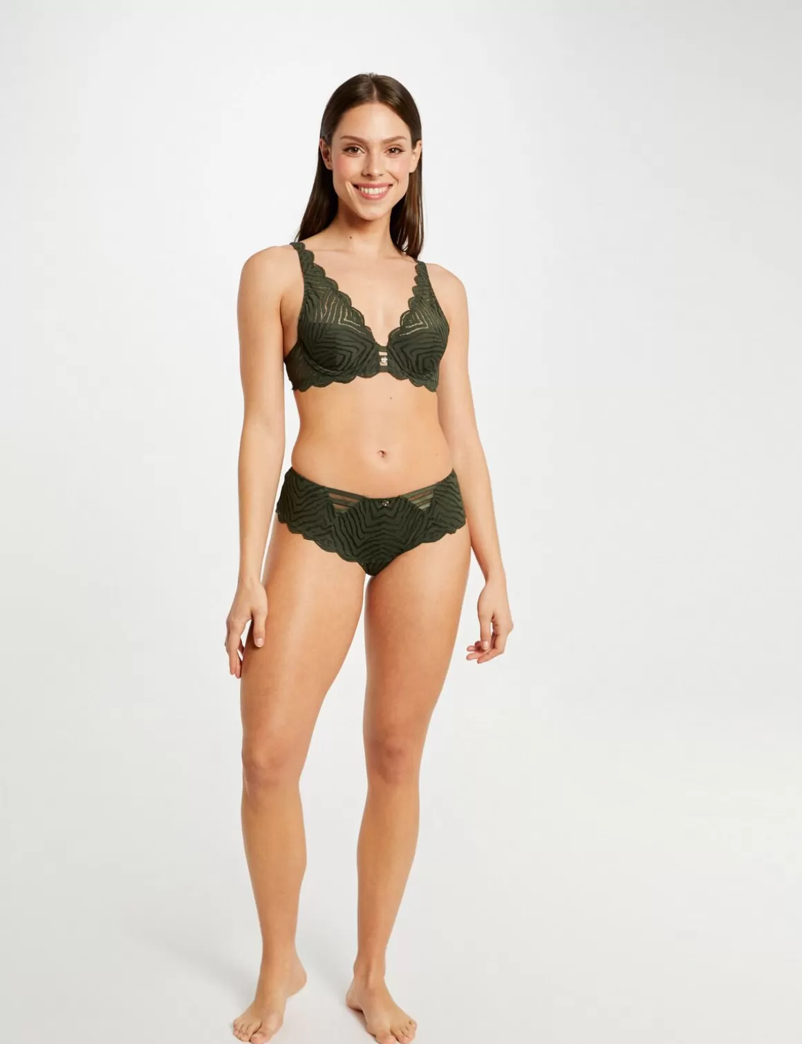 Morgan Lingerie>Shorty En Dentelle Vert Kaki Femme | Vert_Kaki