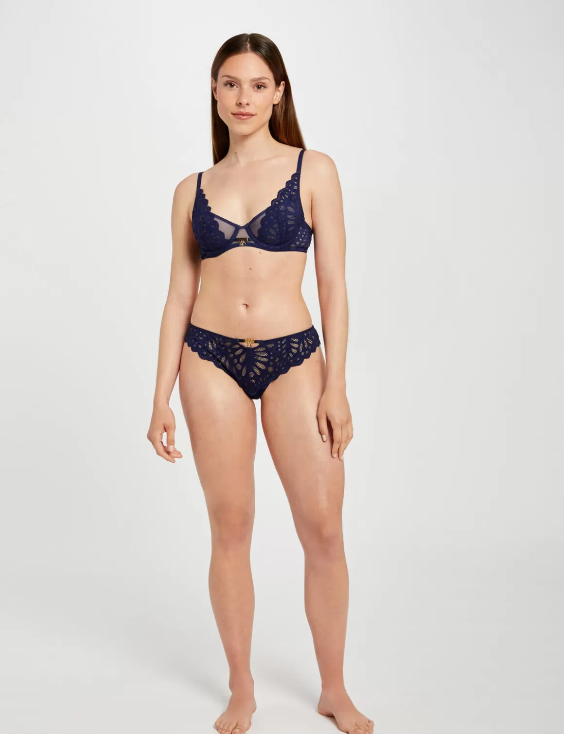 Morgan Lingerie>Slip En Dentelle Femme | Marine