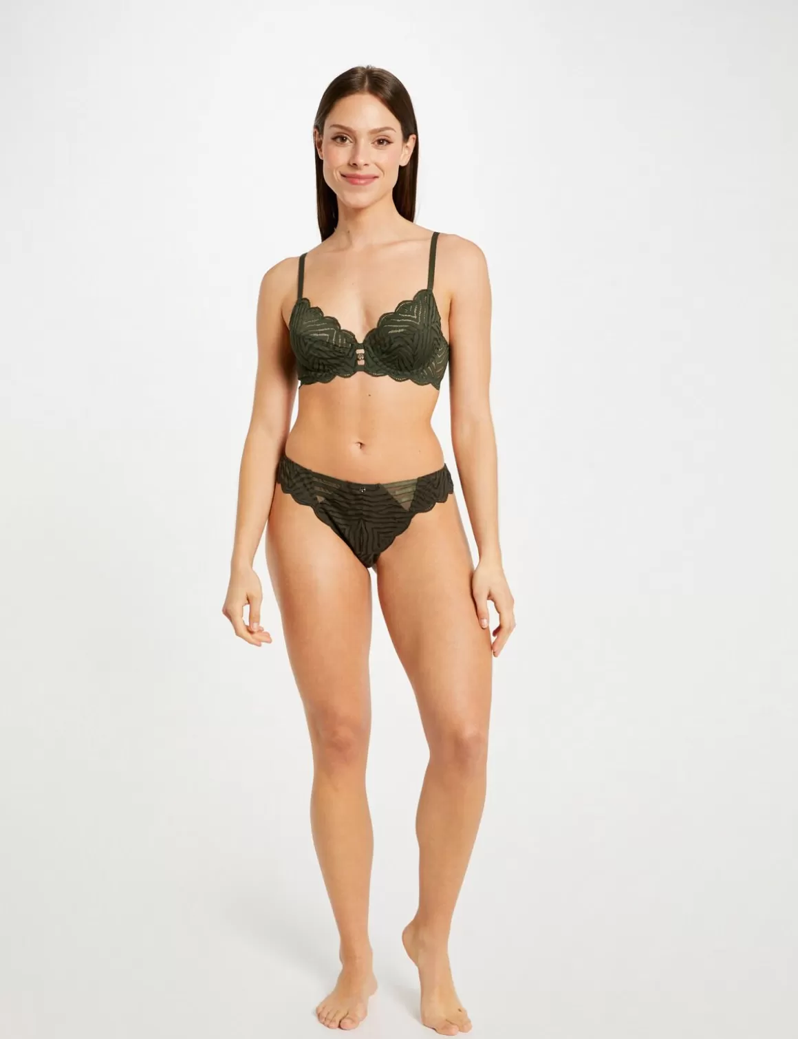 Morgan Lingerie>Tanga Dentelle Vert Kaki Femme | Vert_Kaki