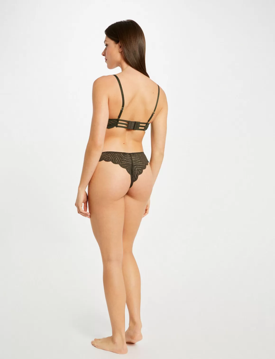 Morgan Lingerie>Tanga Dentelle Vert Kaki Femme | Vert_Kaki