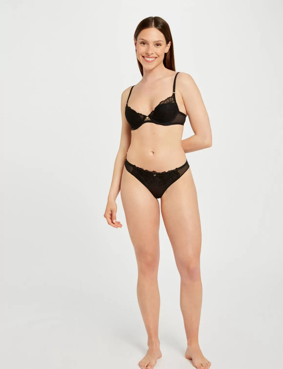 Morgan Lingerie>Tanga En Dentelle Femme | Noir