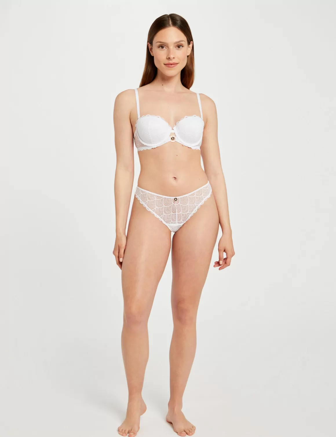 Morgan Lingerie>Tanga En Dentelle Femme | Blanc