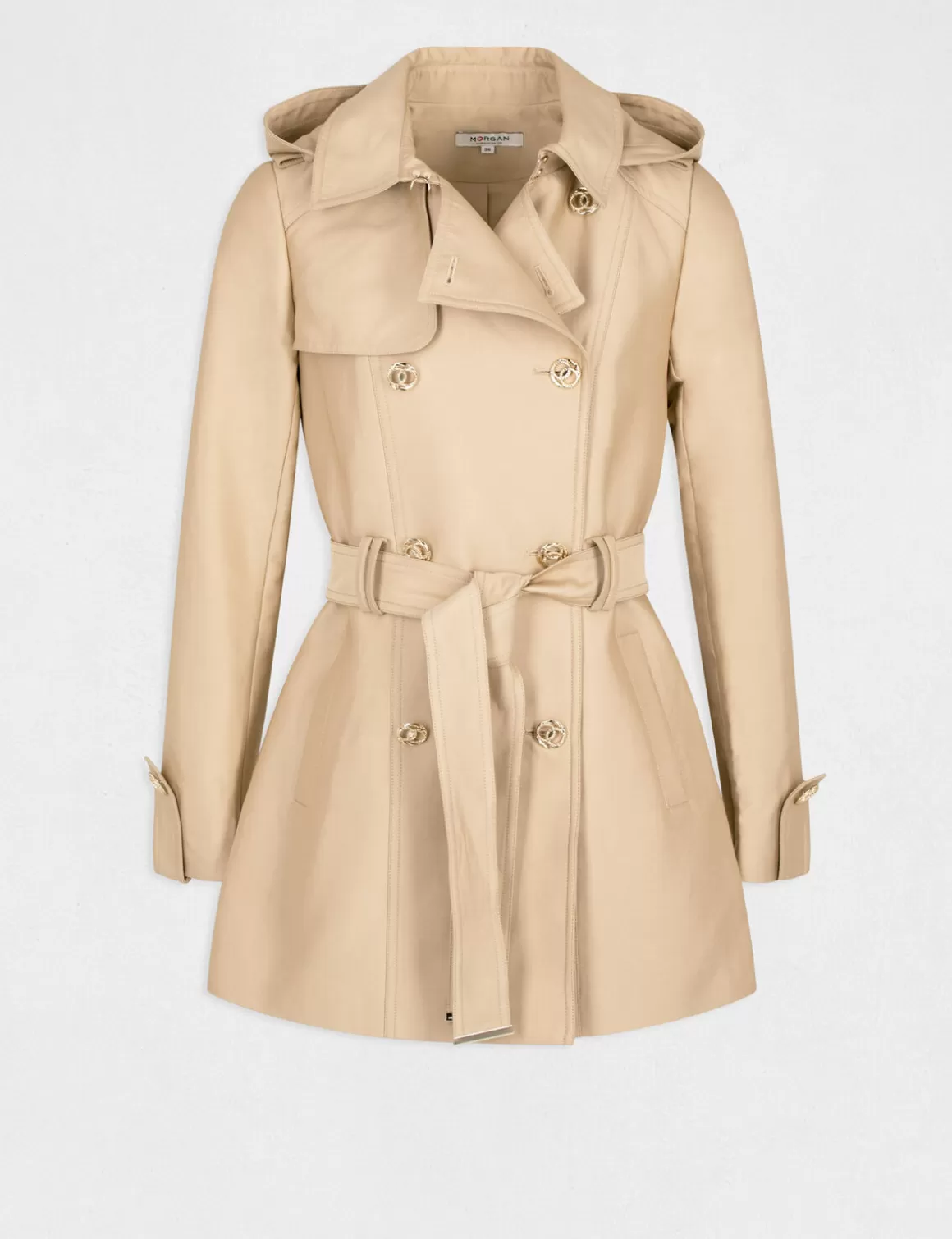 Morgan Manteaux>Trench Droit Ceinture A Capuche Femme | Camel