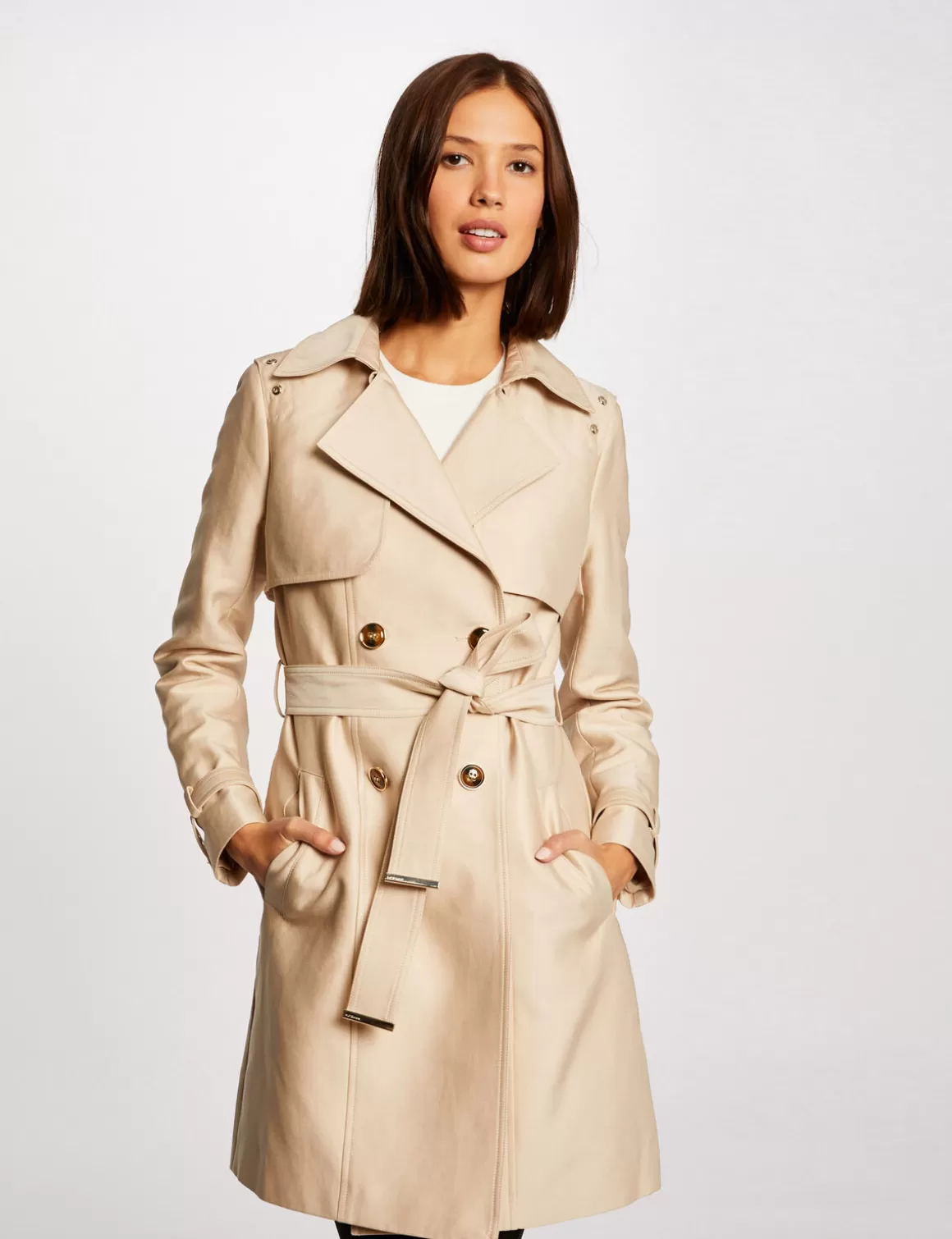 Morgan Manteaux>Trench Droit Ceinture Femme | Beige